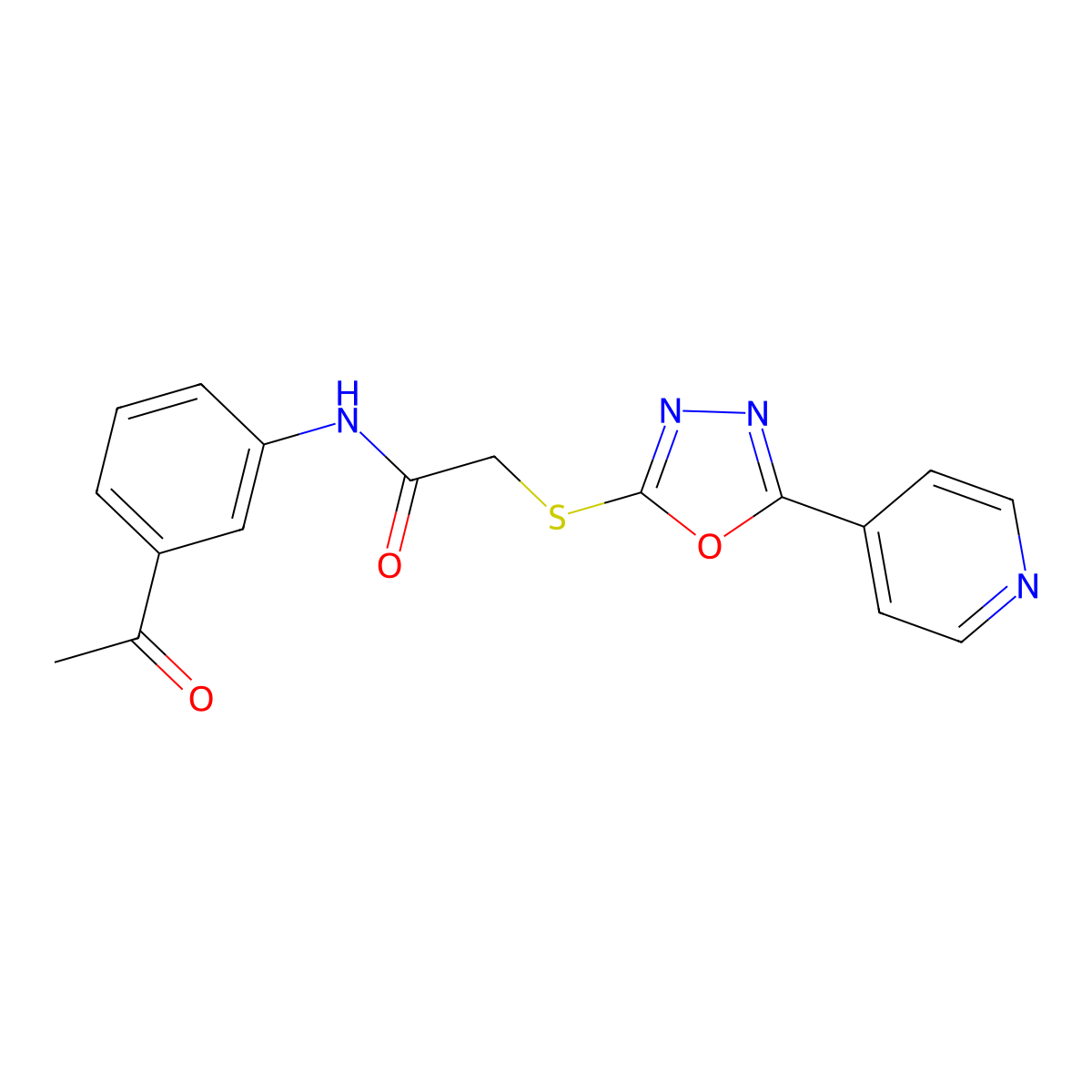 N-(3-acetylphenyl)-2-{[5-(pyridin-4-yl)-1,3,4-oxadiazol-2-yl]sulfanyl}acetamide molecular structure, CAS 848052-62-0