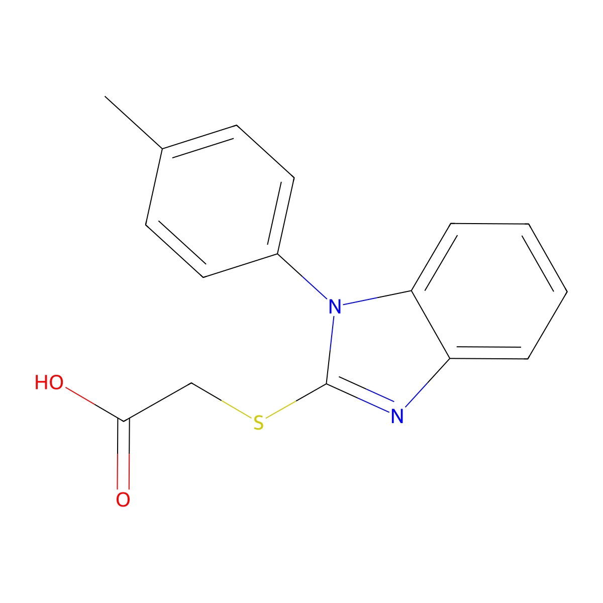 2-[1-(4-Methylphenyl)benzimidazol-2-ylthio]acetic acid molecular structure, CAS 848052-74-4