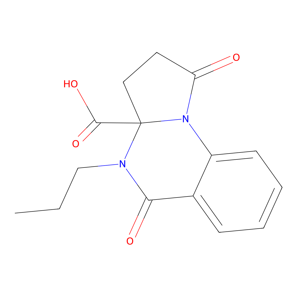 1,5-dioxo-4-propyl-1H,2H,3H,3aH,4H,5H-pyrrolo[1,2-a]quinazoline-3a-carboxylic acid molecular structure, CAS 848052-91-5