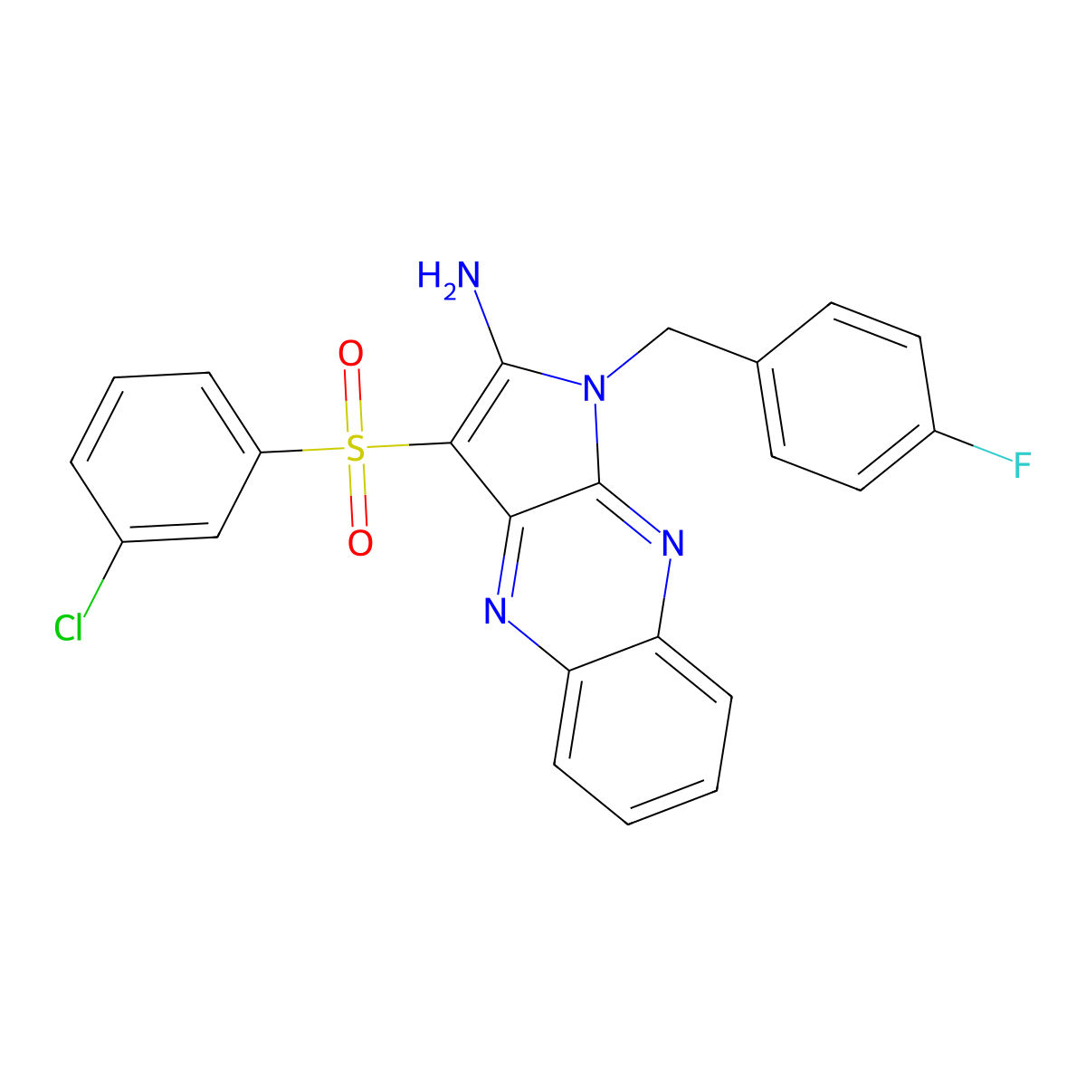 3-[(3-chlorophenyl)sulfonyl]-1-(4-fluorobenzyl)-1H-pyrrolo[2,3-b]quinoxalin-2-amine molecular structure, CAS 848057-18-1