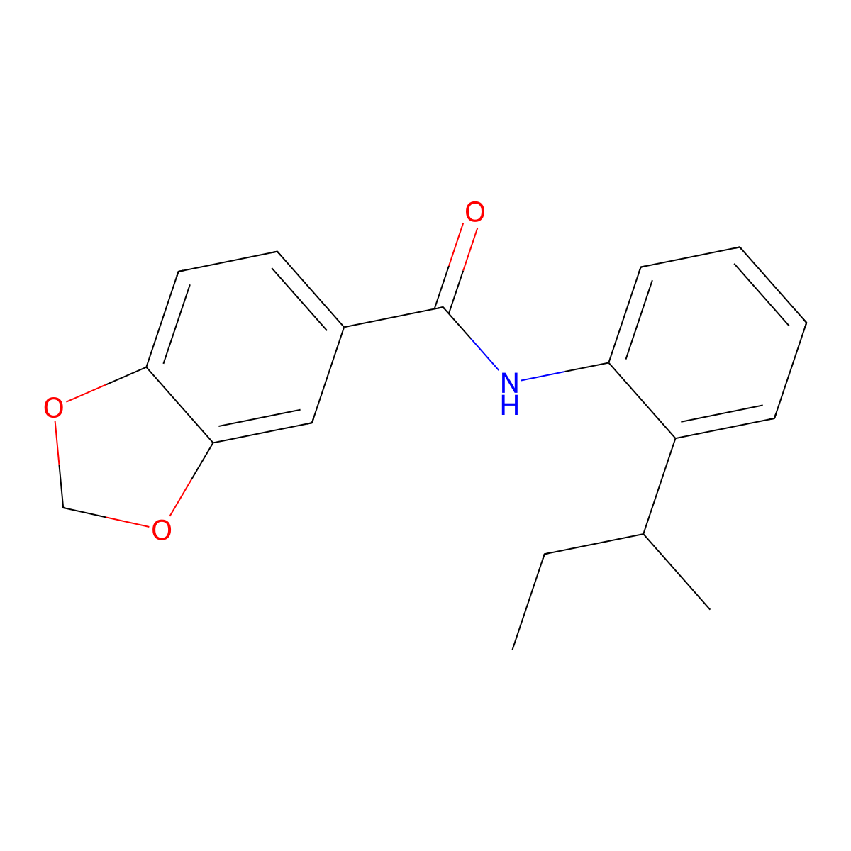 N-(2-butan-2-ylphenyl)-1,3-benzodioxole-5-carboxamide molecular structure, CAS 848057-72-7