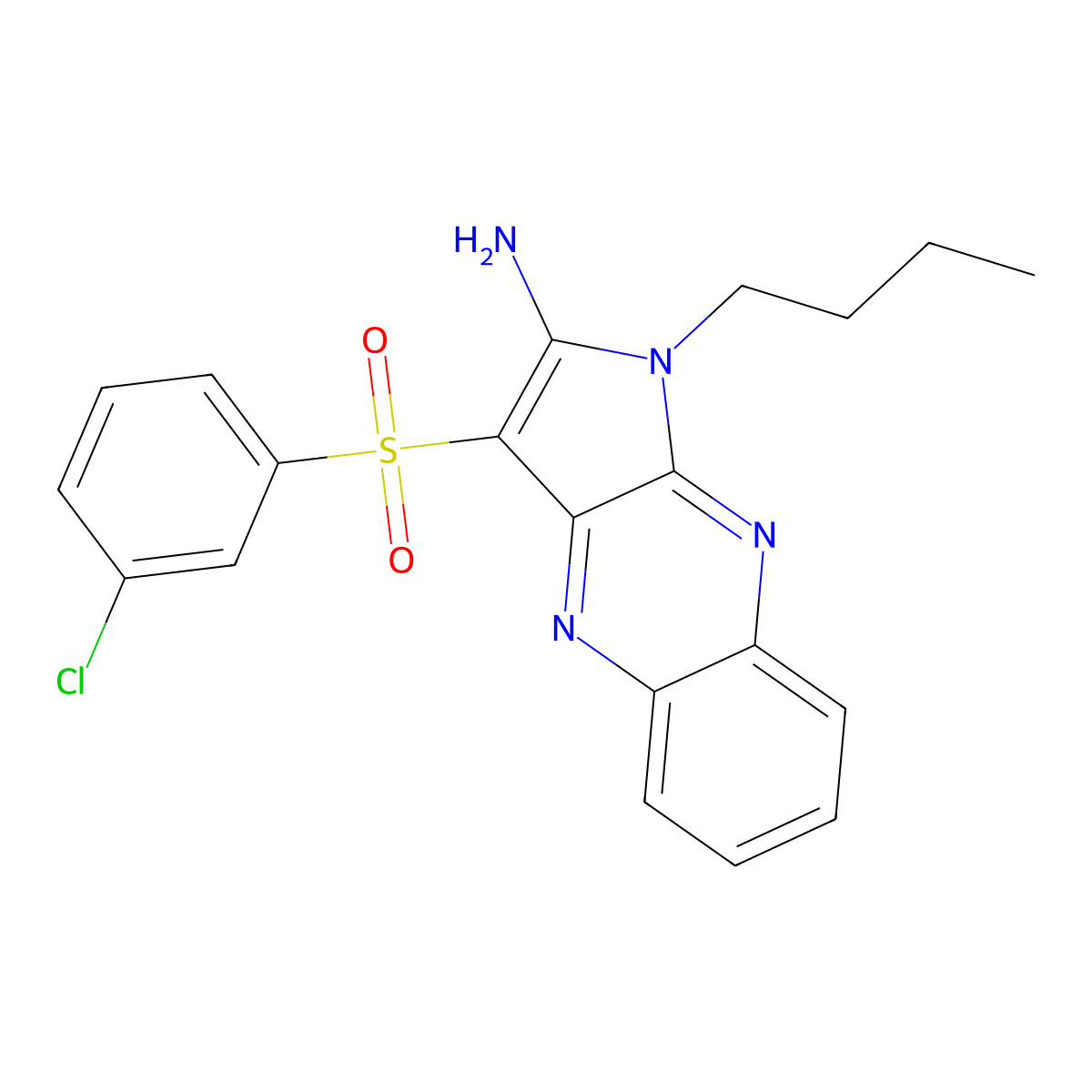 1-butyl-3-[(3-chlorophenyl)sulfonyl]-1H-pyrrolo[2,3-b]quinoxalin-2-amine molecular structure, CAS 848057-87-4