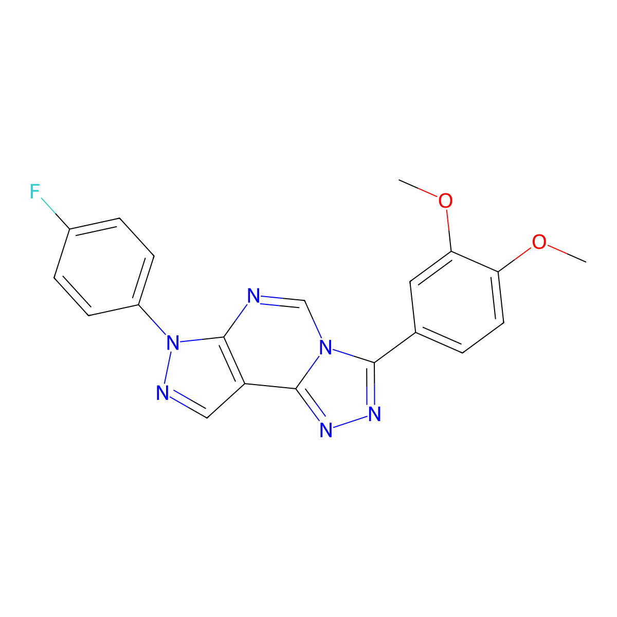 5-(3,4-Dimethoxyphenyl)-10-(4-fluorophenyl)-3,4,6,8,10,11-hexaazatricyclo[7.3.0.0^{2,6}]dodeca-1(9),2,4,7,11-pentaene molecular structure, CAS 848058-23-1