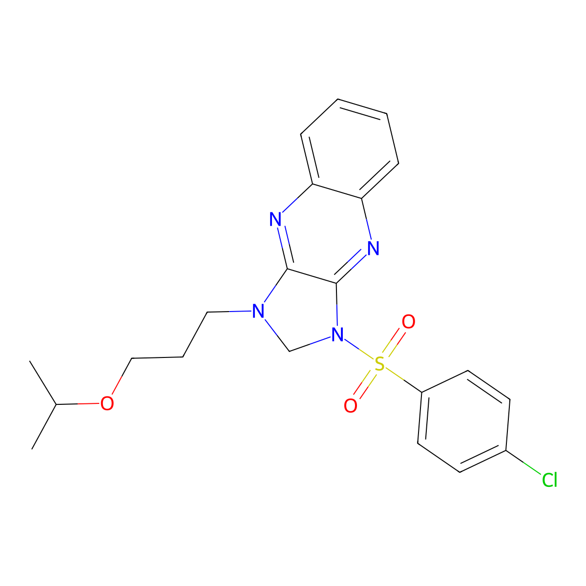1-((4-chlorophenyl)sulfonyl)-3-(3-isopropoxypropyl)-2,3-dihydro-1H-imidazo[4,5-b]quinoxaline molecular structure, CAS 848058-39-9