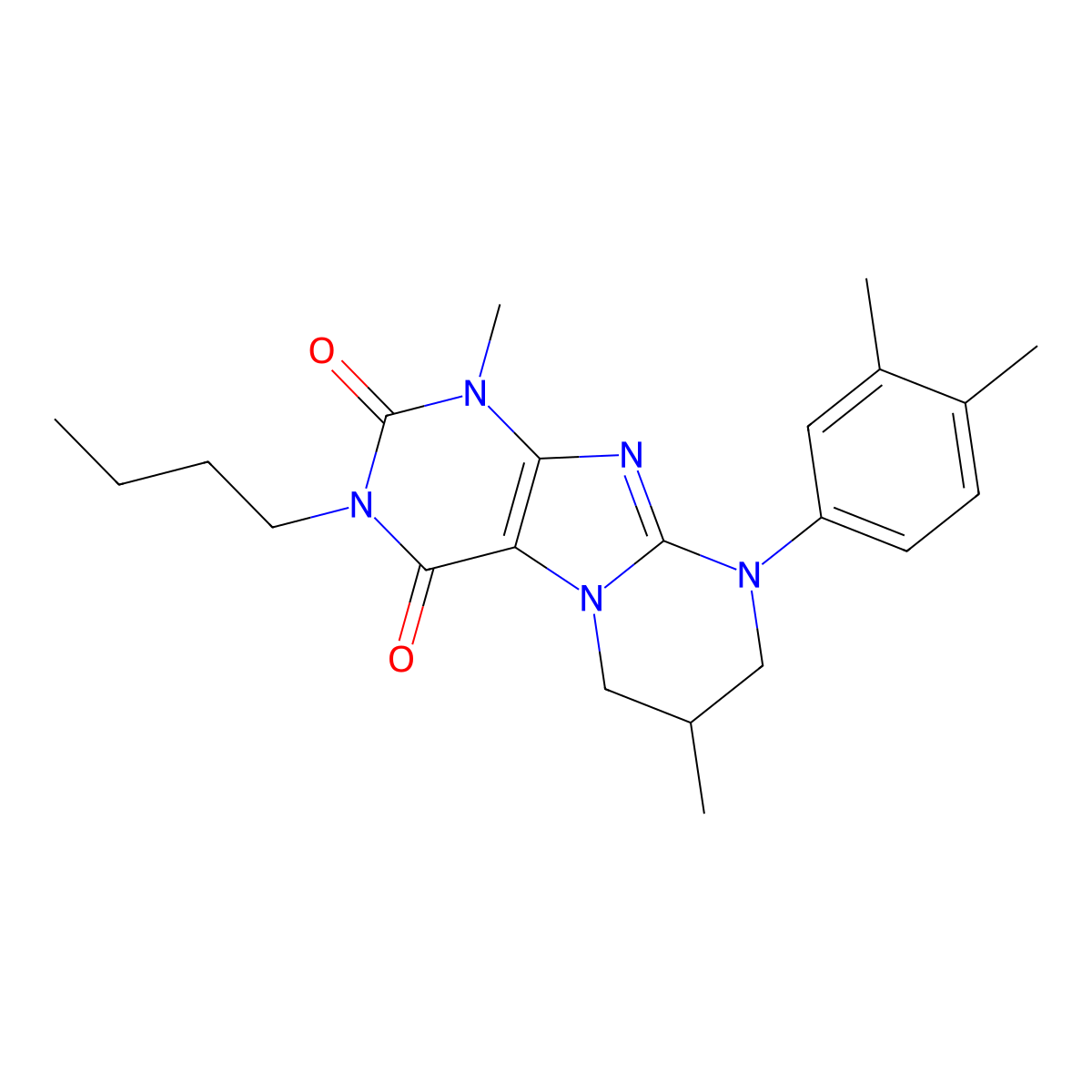 3-butyl-9-(3,4-dimethylphenyl)-1,7-dimethyl-7,8-dihydro-6H-purino[7,8-a]pyrimidine-2,4-dione molecular structure, CAS 848058-45-7