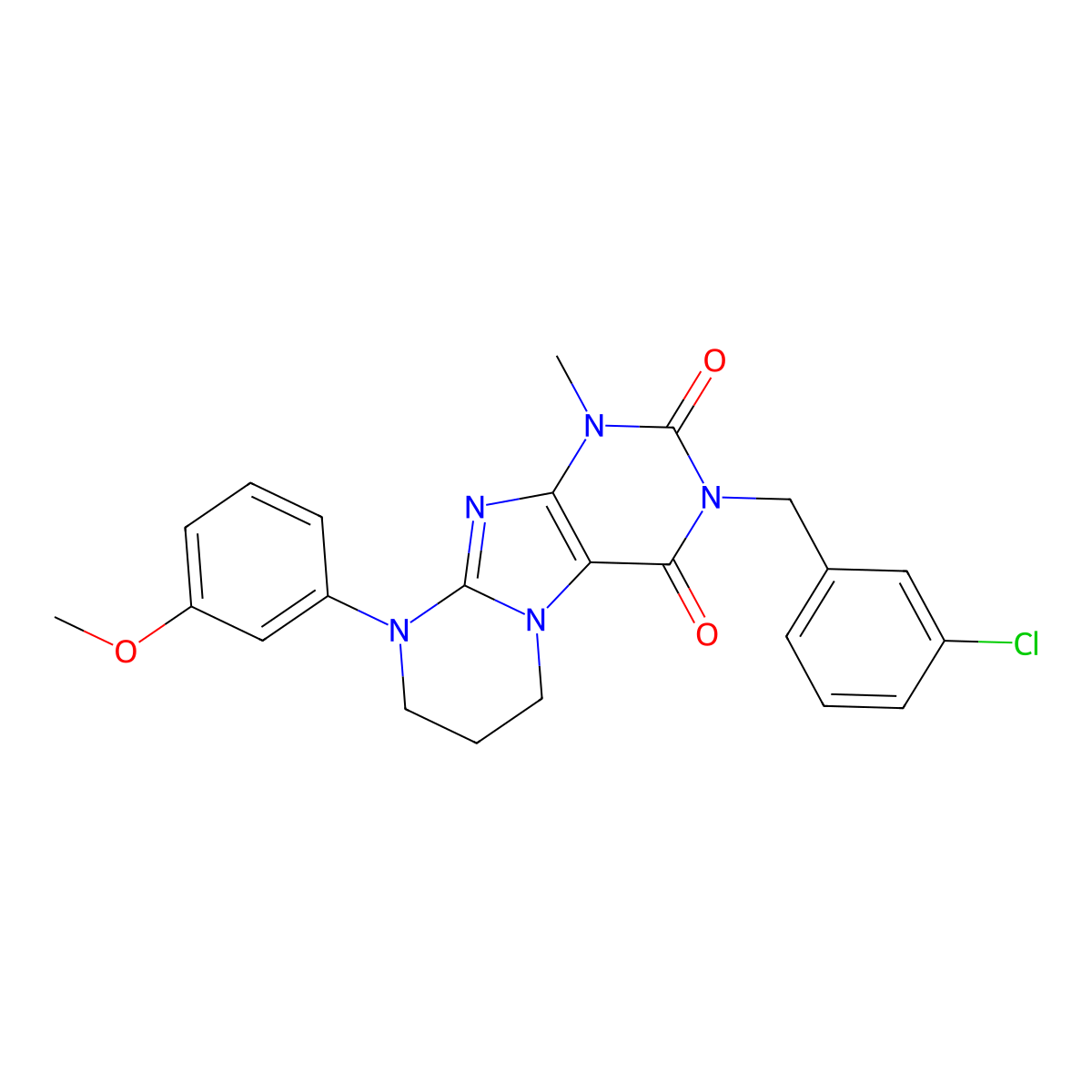 3-[(3-chlorophenyl)methyl]-9-(3-methoxyphenyl)-1-methyl-7,8-dihydro-6H-purino[7,8-a]pyrimidine-2,4-dione molecular structure, CAS 848058-81-1