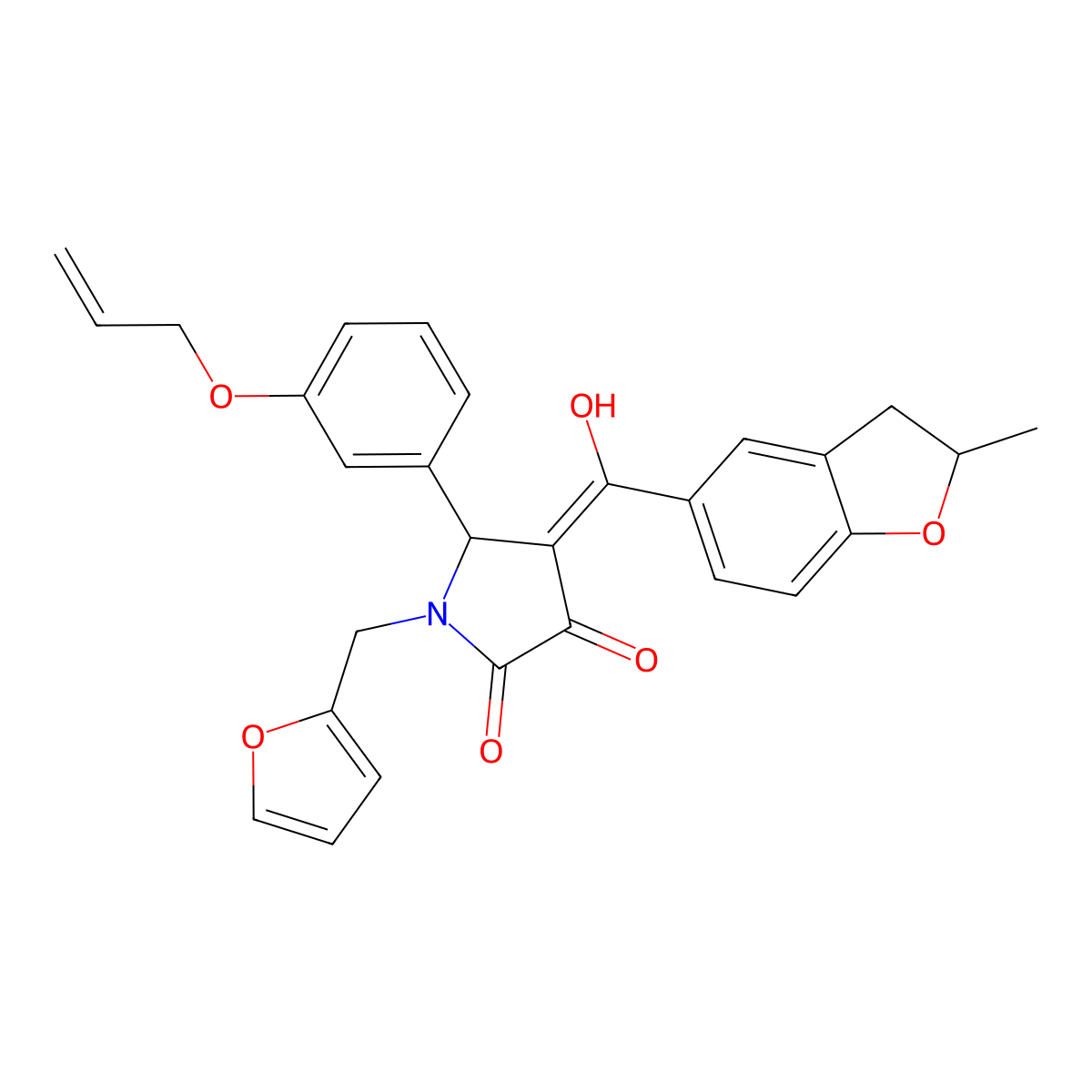 1-[(furan-2-yl)methyl]-3-hydroxy-4-(2-methyl-2,3-dihydro-1-benzofuran-5-carbonyl)-5-[3-(prop-2-en-1-yloxy)phenyl]-2,5-dihydro-1H-pyrrol-2-one molecular structure, CAS 848059-15-4