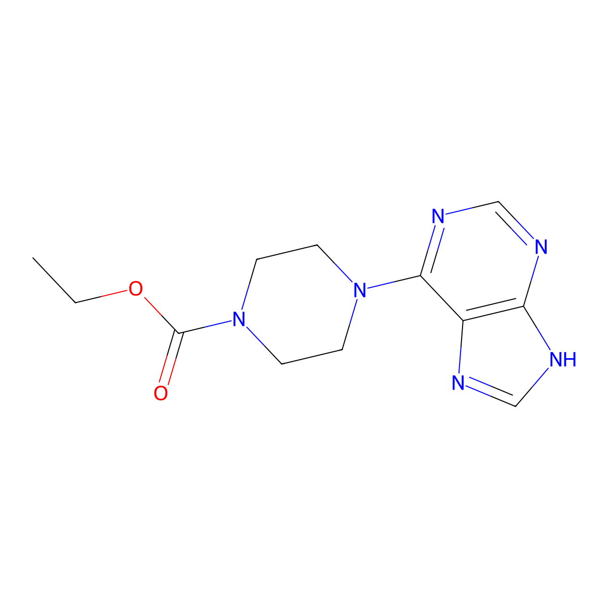 1-Piperazinecarboxylic acid, 4-(1H-purin-6-yl)-, ethyl ester molecular structure, CAS 84806-94-0
