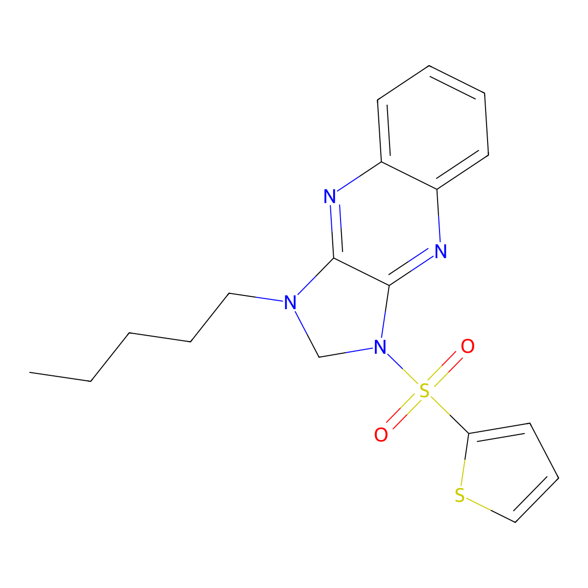 1-pentyl-3-(thiophen-2-ylsulfonyl)-2,3-dihydro-1H-imidazo[4,5-b]quinoxaline molecular structure, CAS 848060-01-5