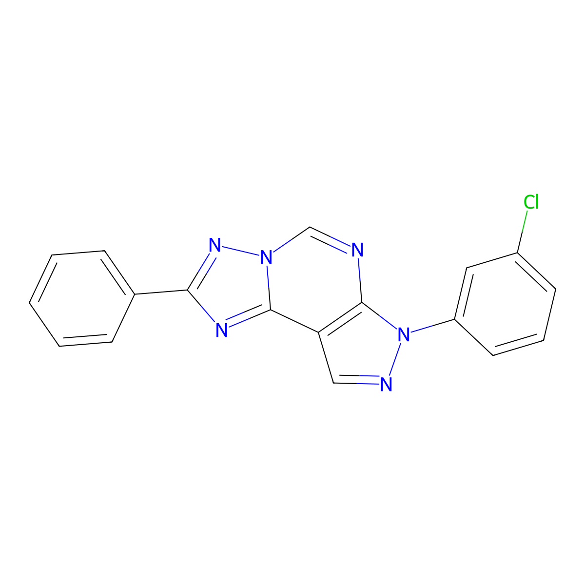 7-(3-chlorophenyl)-2-phenyl-7H-pyrazolo[4,3-e][1,2,4]triazolo[1,5-c]pyrimidine molecular structure, CAS 848060-05-9