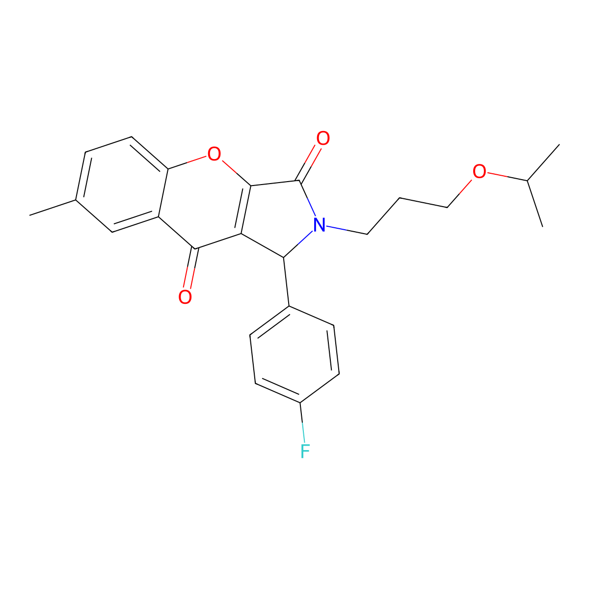 1-(4-Fluorophenyl)-2-(3-isopropoxypropyl)-7-methyl-1,2-dihydrochromeno[2,3-c]pyrrole-3,9-dione molecular structure, CAS 848060-21-9
