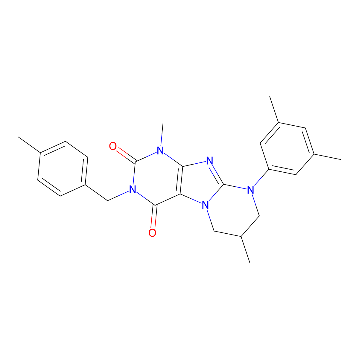9-(3,5-dimethylphenyl)-1,7-dimethyl-3-[(4-methylphenyl)methyl]-7,8-dihydro-6H-purino[7,8-a]pyrimidine-2,4-dione molecular structure, CAS 848060-80-0