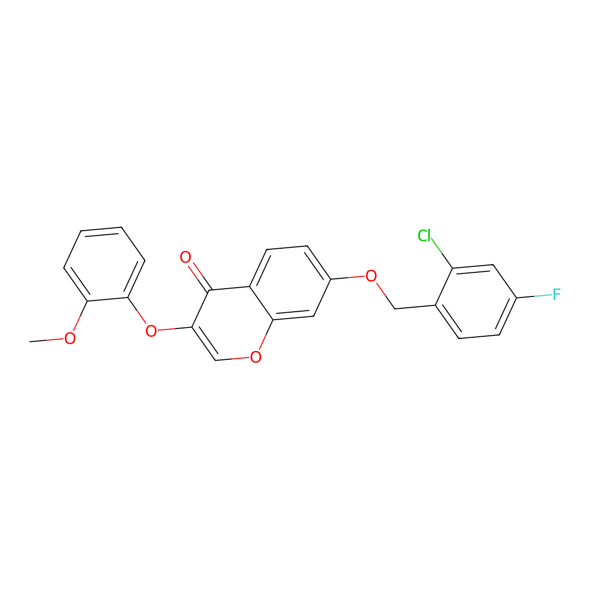 7-[(2-Chloro-4-fluorophenyl)methoxy]-3-(2-methoxyphenoxy)chromen-4-one molecular structure, CAS 848060-93-5