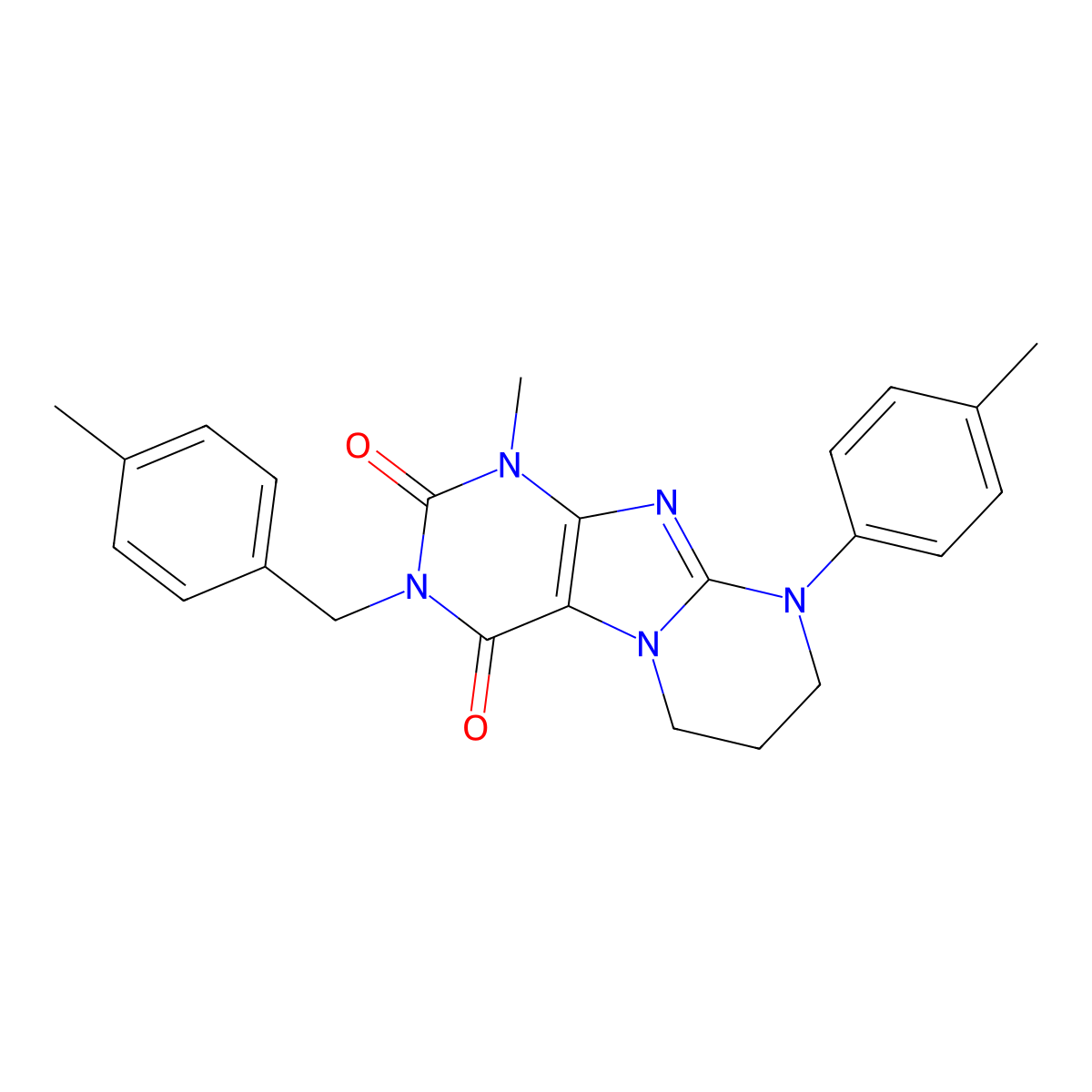 1-methyl-9-(4-methylphenyl)-3-[(4-methylphenyl)methyl]-7,8-dihydro-6H-purino[7,8-a]pyrimidine-2,4-dione molecular structure, CAS 848061-38-1