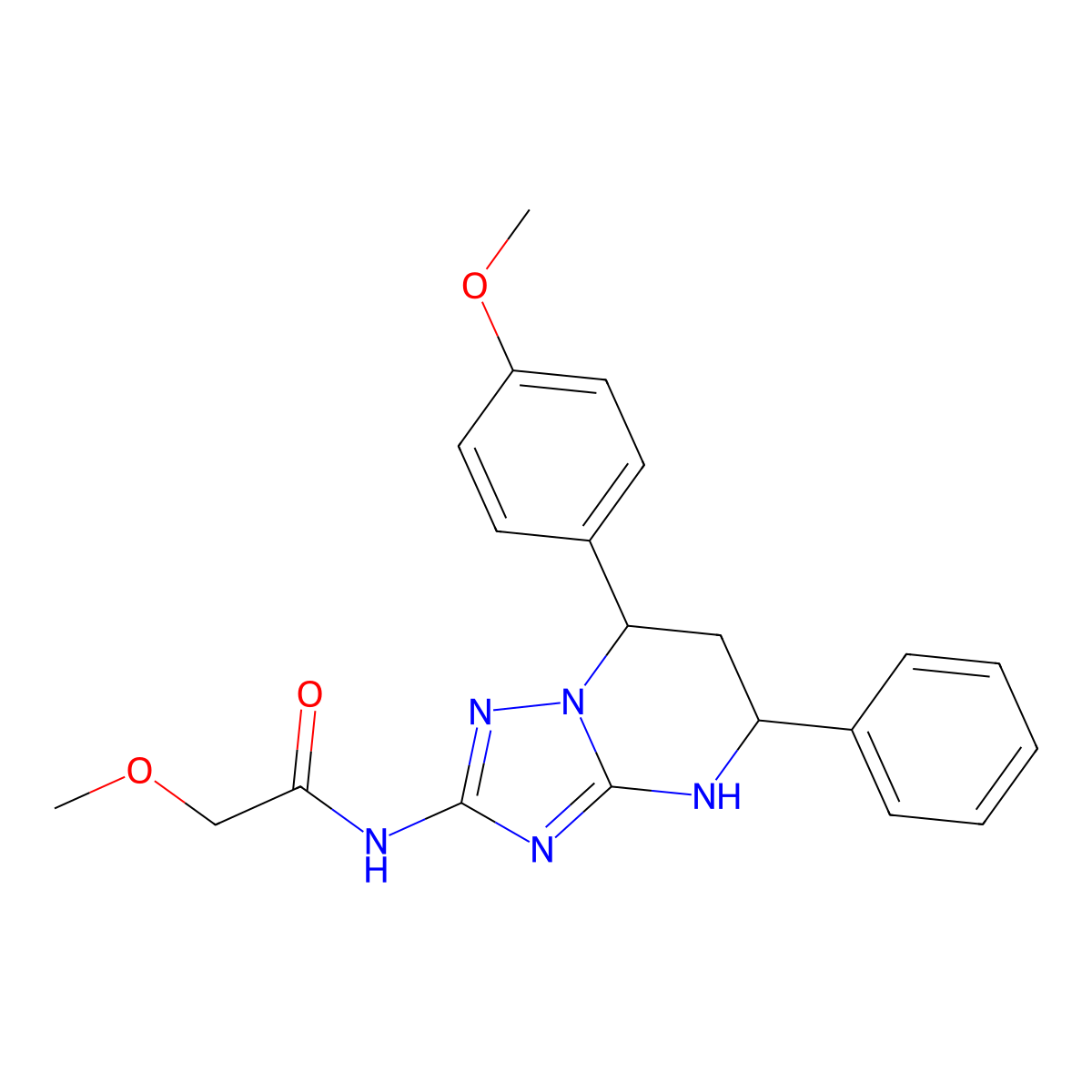 2-methoxy-N-[7-(4-methoxyphenyl)-5-phenyl-4,5,6,7-tetrahydro[1,2,4]triazolo[1,5-a]pyrimidin-2-yl]acetamide molecular structure, CAS 848061-42-7