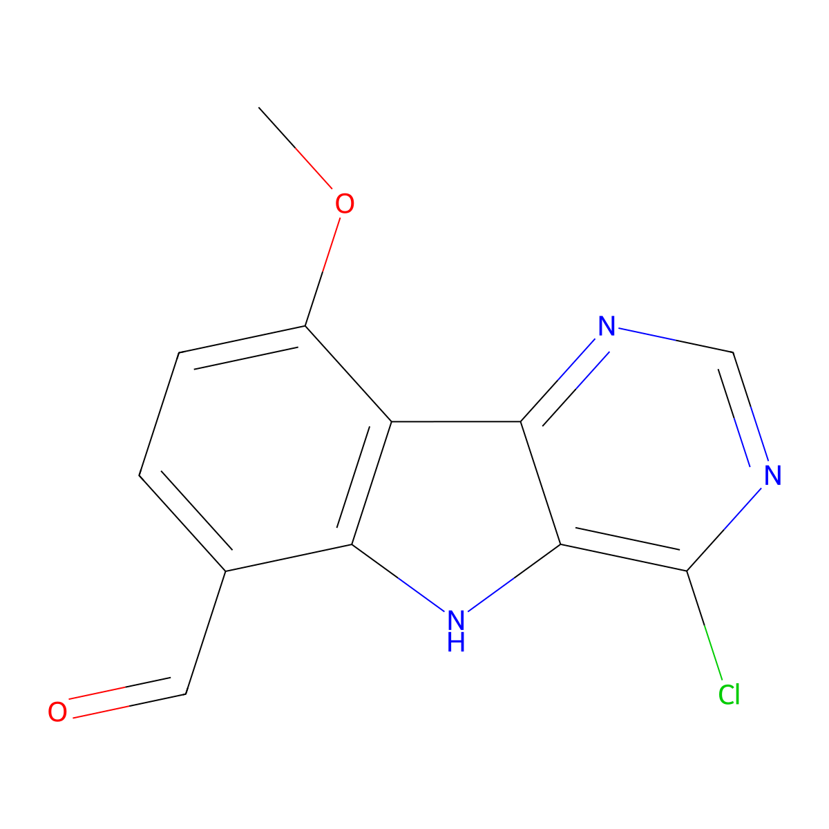 4-chloro-9-methoxy-5H-pyrimido[5,4-b]indole-6-carbaldehyde molecular structure, CAS 848061-61-0
