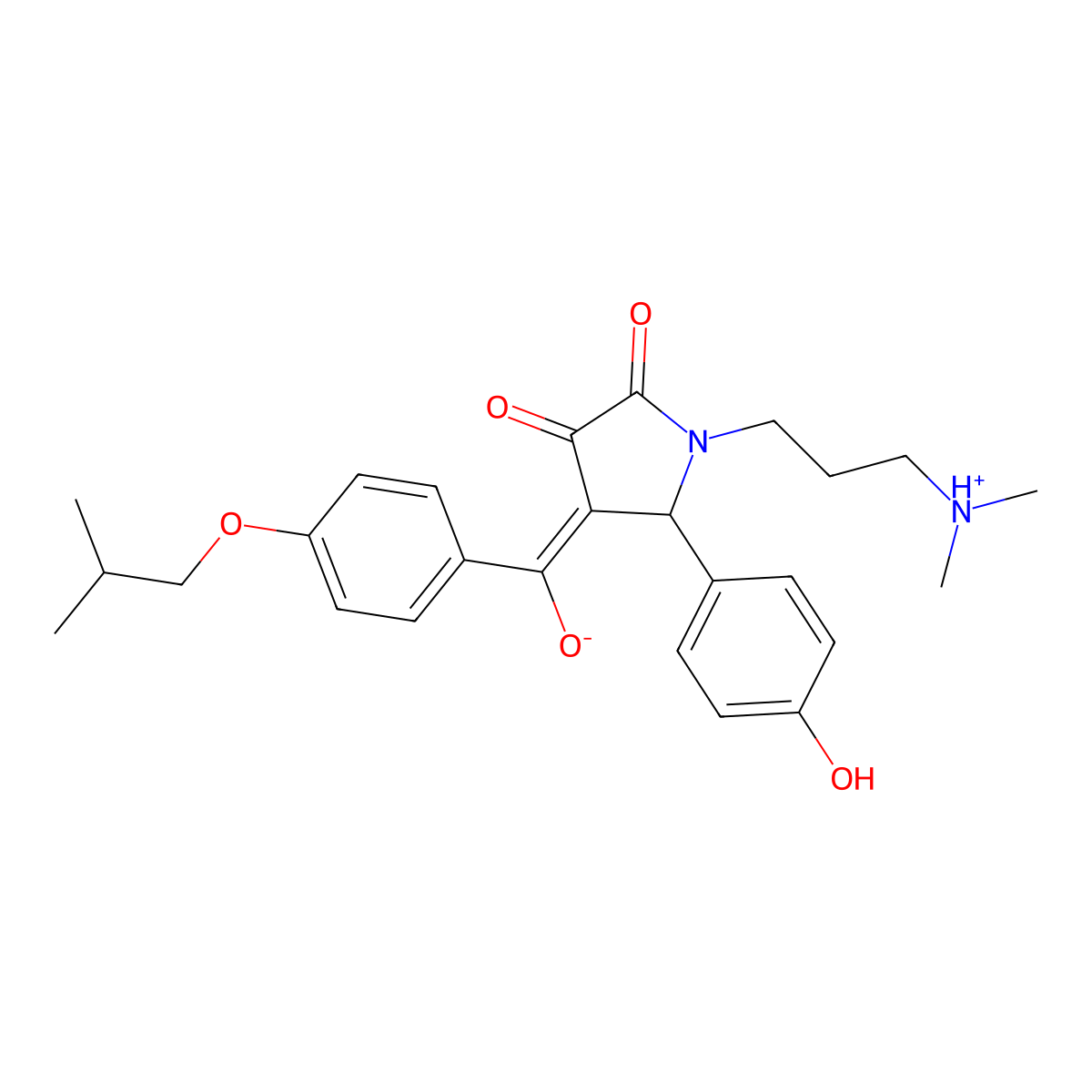 1-[3-(dimethylamino)propyl]-3-hydroxy-5-(4-hydroxyphenyl)-4-[4-(2-methylpropoxy)benzoyl]-2,5-dihydro-1H-pyrrol-2-one molecular structure, CAS 848061-66-5
