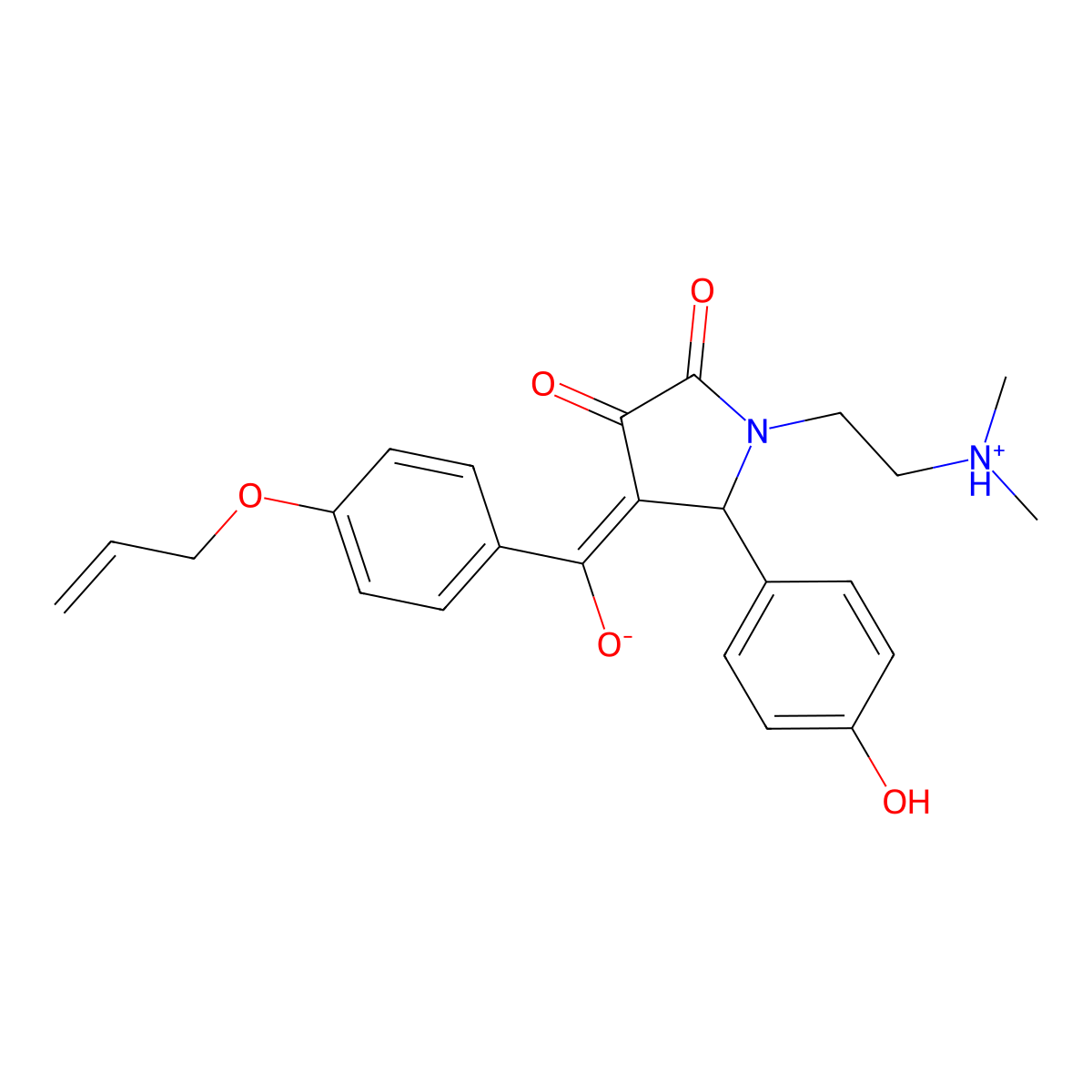 1-[2-(dimethylamino)ethyl]-3-hydroxy-5-(4-hydroxyphenyl)-4-[4-(prop-2-en-1-yloxy)benzoyl]-2,5-dihydro-1H-pyrrol-2-one molecular structure, CAS 848061-69-8