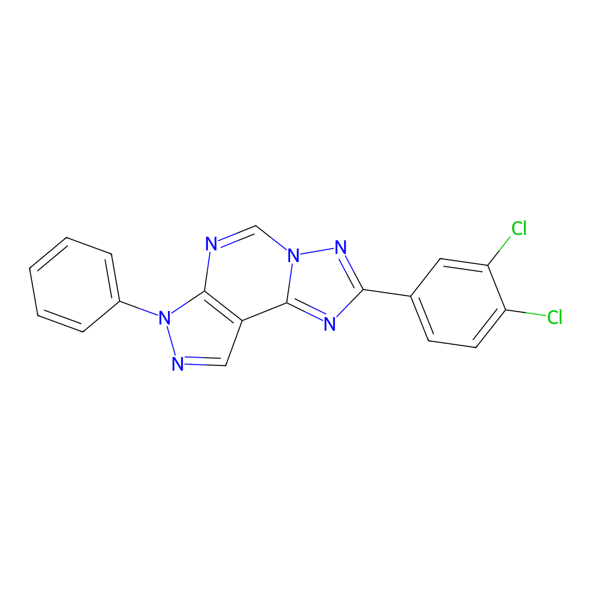 2-(3,4-dichlorophenyl)-7-phenyl-7H-pyrazolo[4,3-e][1,2,4]triazolo[1,5-c]pyrimidine molecular structure, CAS 848061-74-5
