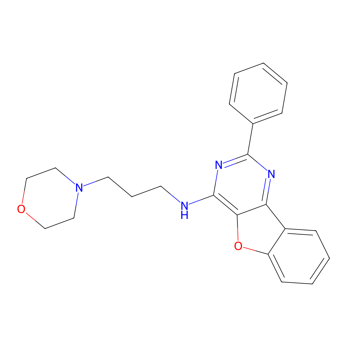 N-[3-(morpholin-4-yl)propyl]-2-phenyl[1]benzofuro[3,2-d]pyrimidin-4-amine molecular structure, CAS 848061-81-4
