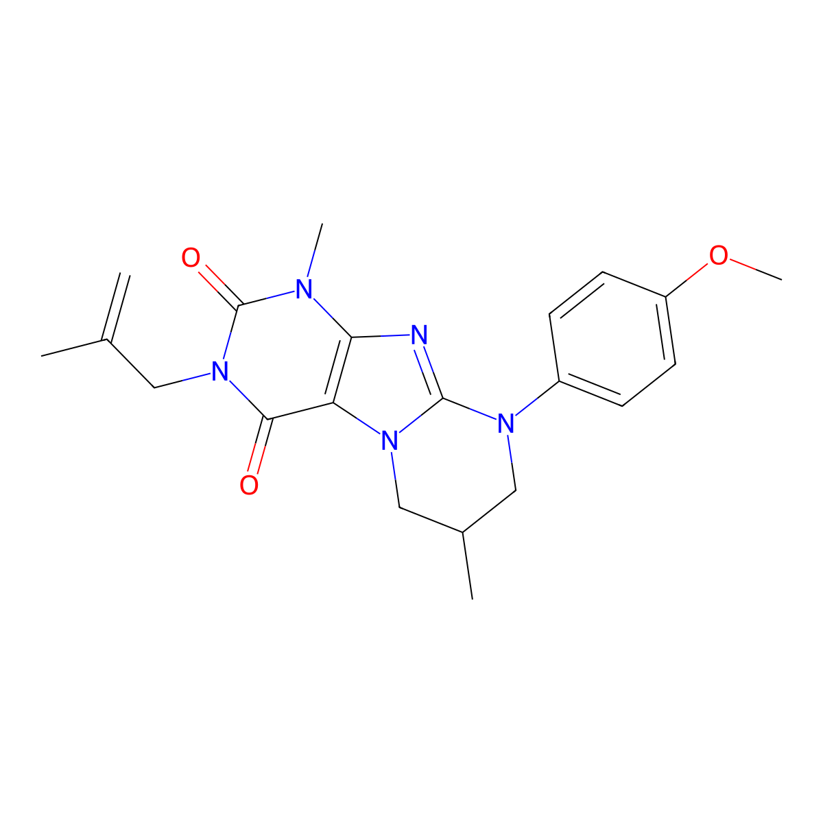 9-(4-methoxyphenyl)-1,7-dimethyl-3-(2-methylprop-2-enyl)-7,8-dihydro-6H-purino[7,8-a]pyrimidine-2,4-dione molecular structure, CAS 848063-12-7