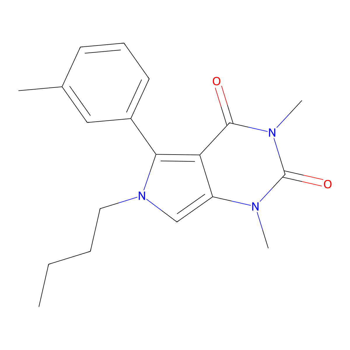 6-Butyl-1,3-dimethyl-5-(3-methylphenyl)pyrrolo[3,4-d]pyrimidine-2,4-dione molecular structure, CAS 848063-13-8