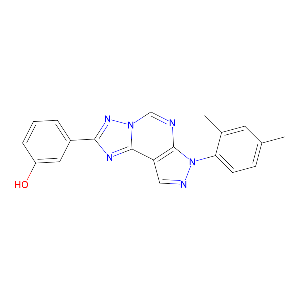 3-[3-(2,4-Dimethylphenyl)-6-hydropyrazolo[5,4-d]1,2,4-triazolo[1,5-e]pyrimidin-8-yl]phenol molecular structure, CAS 848063-16-1
