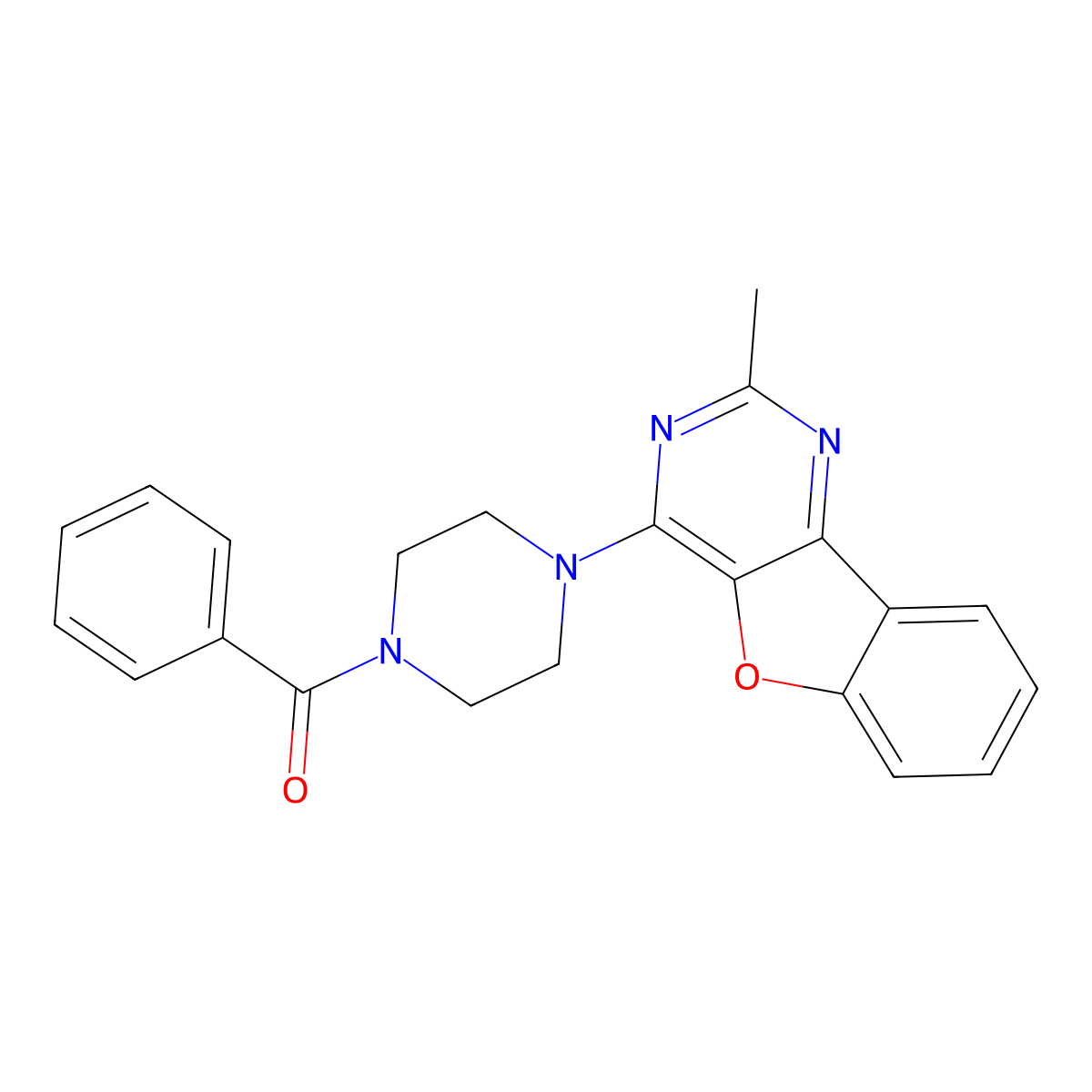 (4-(2-Methylbenzofuro[3,2-d]pyrimidin-4-yl)piperazin-1-yl)(phenyl)methanone molecular structure, CAS 848063-32-1