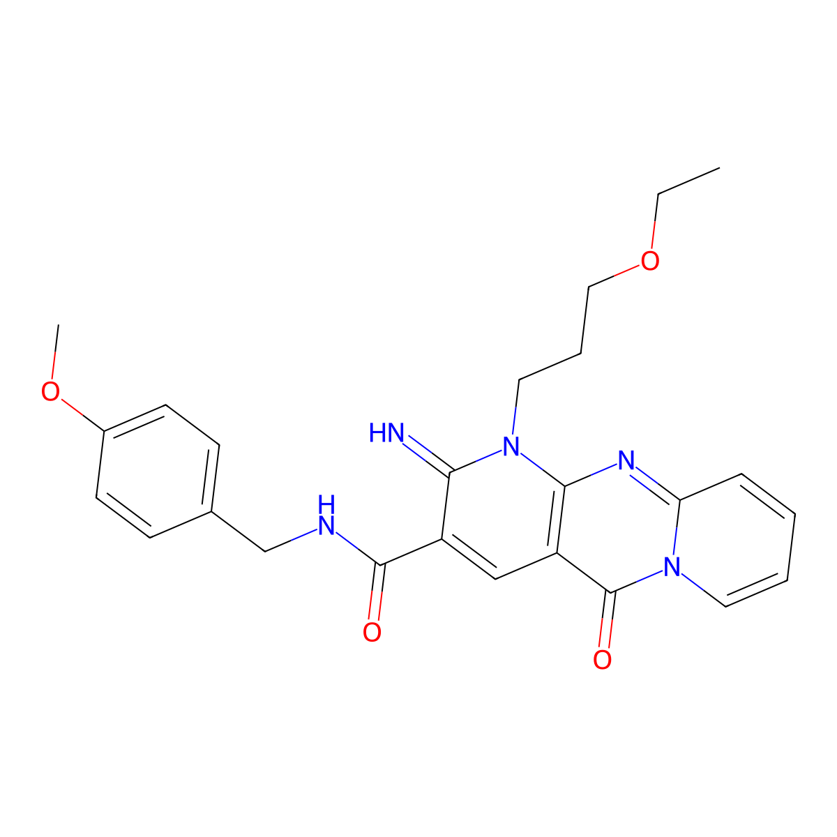 1-(3-ethoxypropyl)-2-imino-N~3~-(4-methoxybenzyl)-5-oxo-1,5-dihydro-2H-dipyrido[1,2-a:2,3-d]pyrimidine-3-carboxamide molecular structure, CAS 848063-36-5