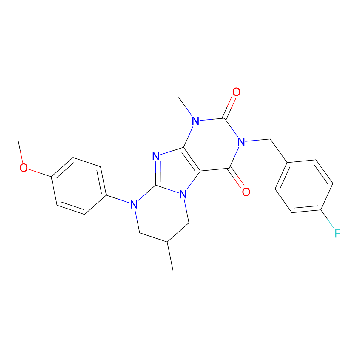 3-[(4-fluorophenyl)methyl]-9-(4-methoxyphenyl)-1,7-dimethyl-7,8-dihydro-6H-purino[7,8-a]pyrimidine-2,4-dione molecular structure, CAS 848063-41-2