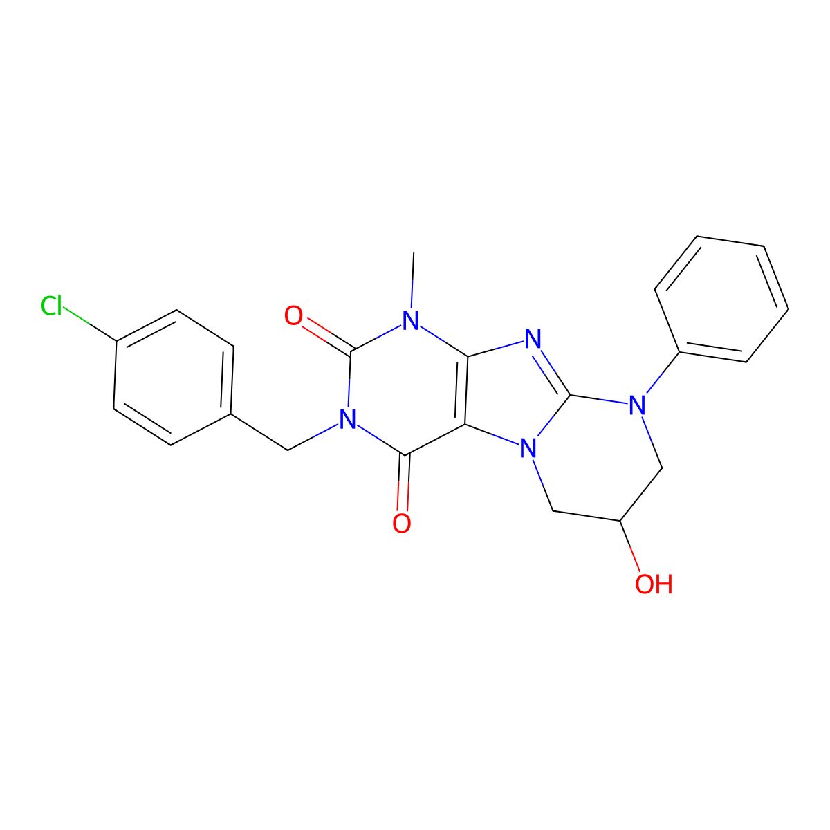 3-[(4-chlorophenyl)methyl]-7-hydroxy-1-methyl-9-phenyl-7,8-dihydro-6H-purino[7,8-a]pyrimidine-2,4-dione molecular structure, CAS 848063-94-5