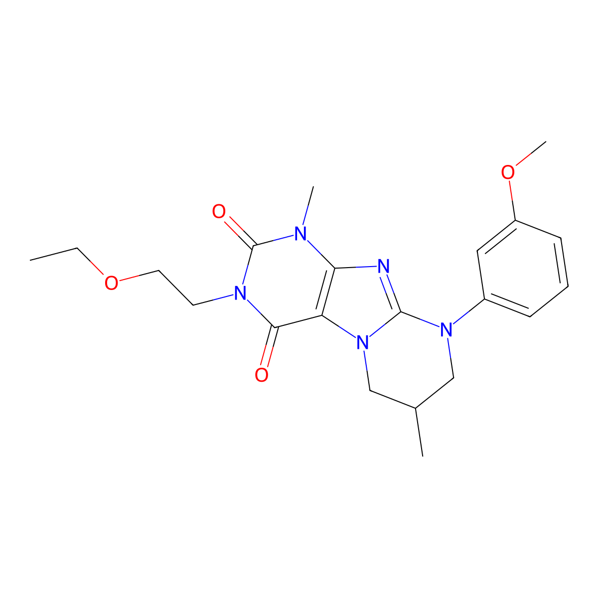 3-(2-ethoxyethyl)-9-(3-methoxyphenyl)-1,7-dimethyl-7,8-dihydro-6H-purino[7,8-a]pyrimidine-2,4-dione molecular structure, CAS 848064-19-7
