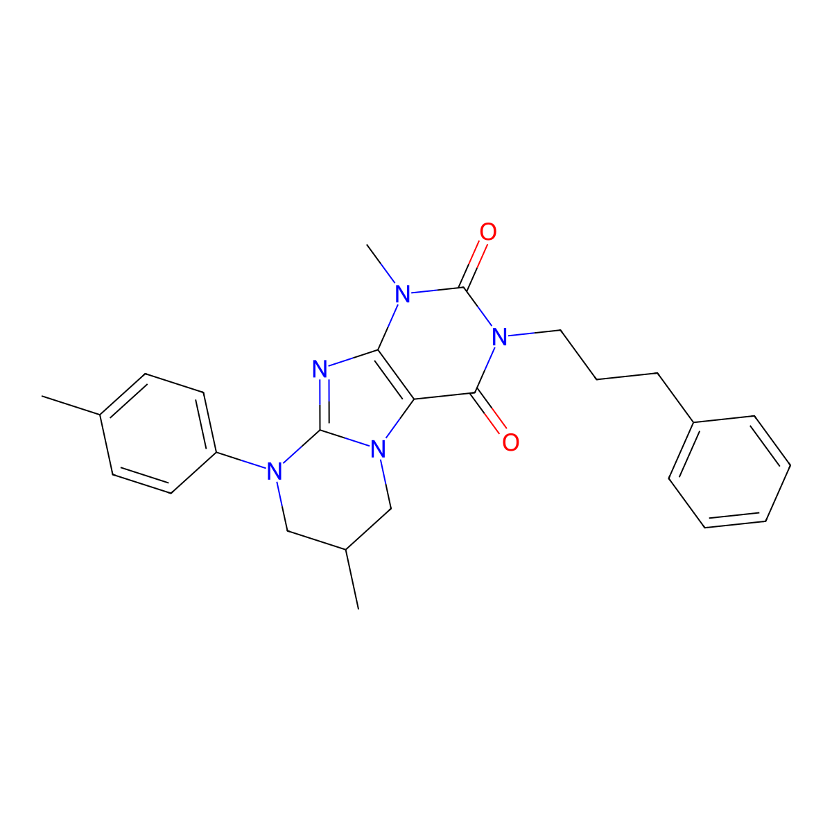 1,7-dimethyl-9-(4-methylphenyl)-3-(3-phenylpropyl)-7,8-dihydro-6H-purino[7,8-a]pyrimidine-2,4-dione molecular structure, CAS 848064-26-6