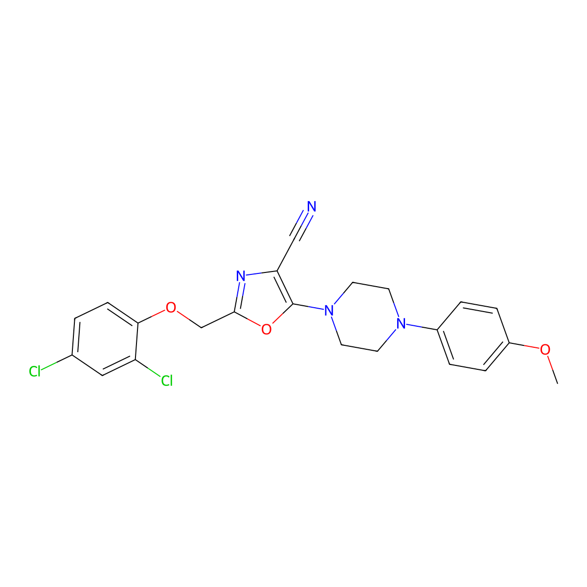 2-[(2,4-Dichlorophenoxy)methyl]-5-[4-(4-methoxyphenyl)piperazin-1-yl]-1,3-oxazole-4-carbonitrile molecular structure, CAS 848064-58-4