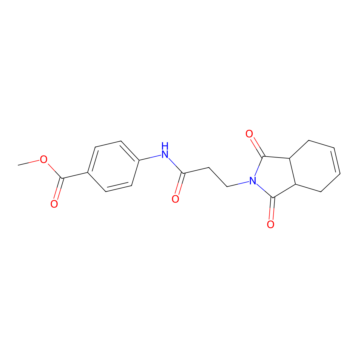 Methyl 4-(3-(1,3-dioxo-1,3,3a,4,7,7a-hexahydro-2H-isoindol-2-yl)propanamido)benzoate molecular structure, CAS 848065-95-2