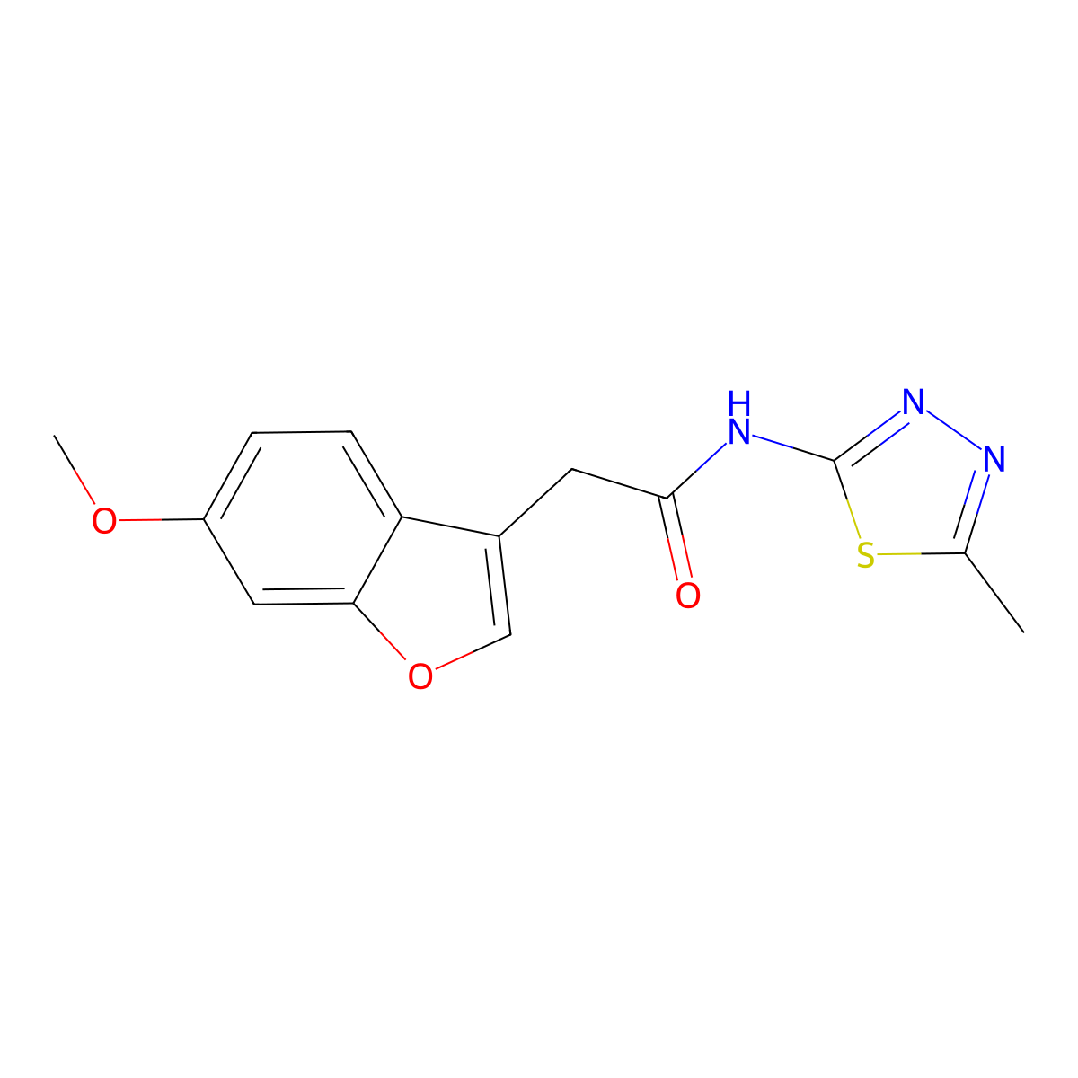 2-(6-Methoxybenzofuran-3-yl)-N-(5-methyl-1,3,4-thiadiazol-2-yl)acetamide molecular structure, CAS 848066-61-5
