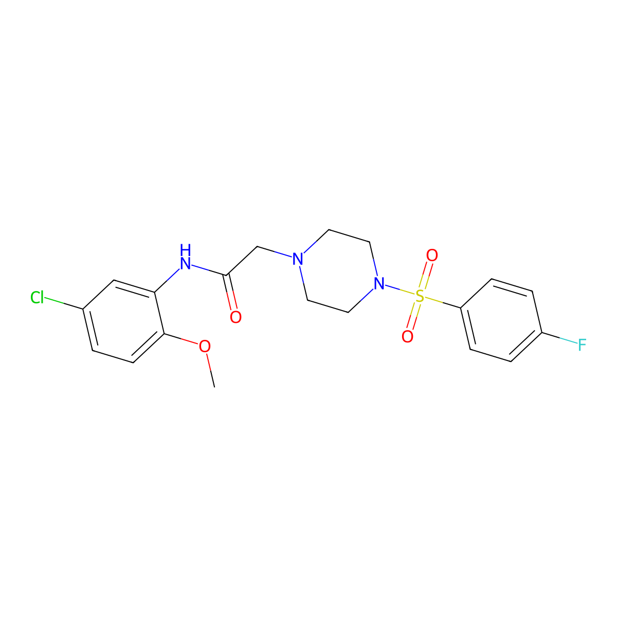 N-(5-chloro-2-methoxyphenyl)-2-[4-(4-fluorophenyl)sulfonylpiperazin-1-yl]acetamide molecular structure, CAS 848068-22-4