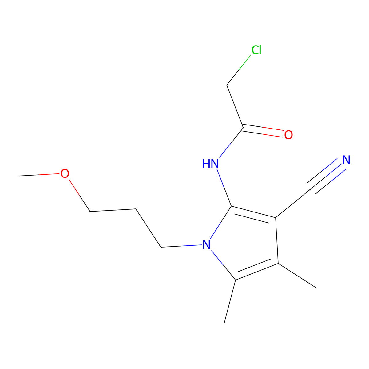 2-chloro-N-[3-cyano-1-(3-methoxypropyl)-4,5-dimethyl-1H-pyrrol-2-yl]acetamide molecular structure, CAS 848068-70-2