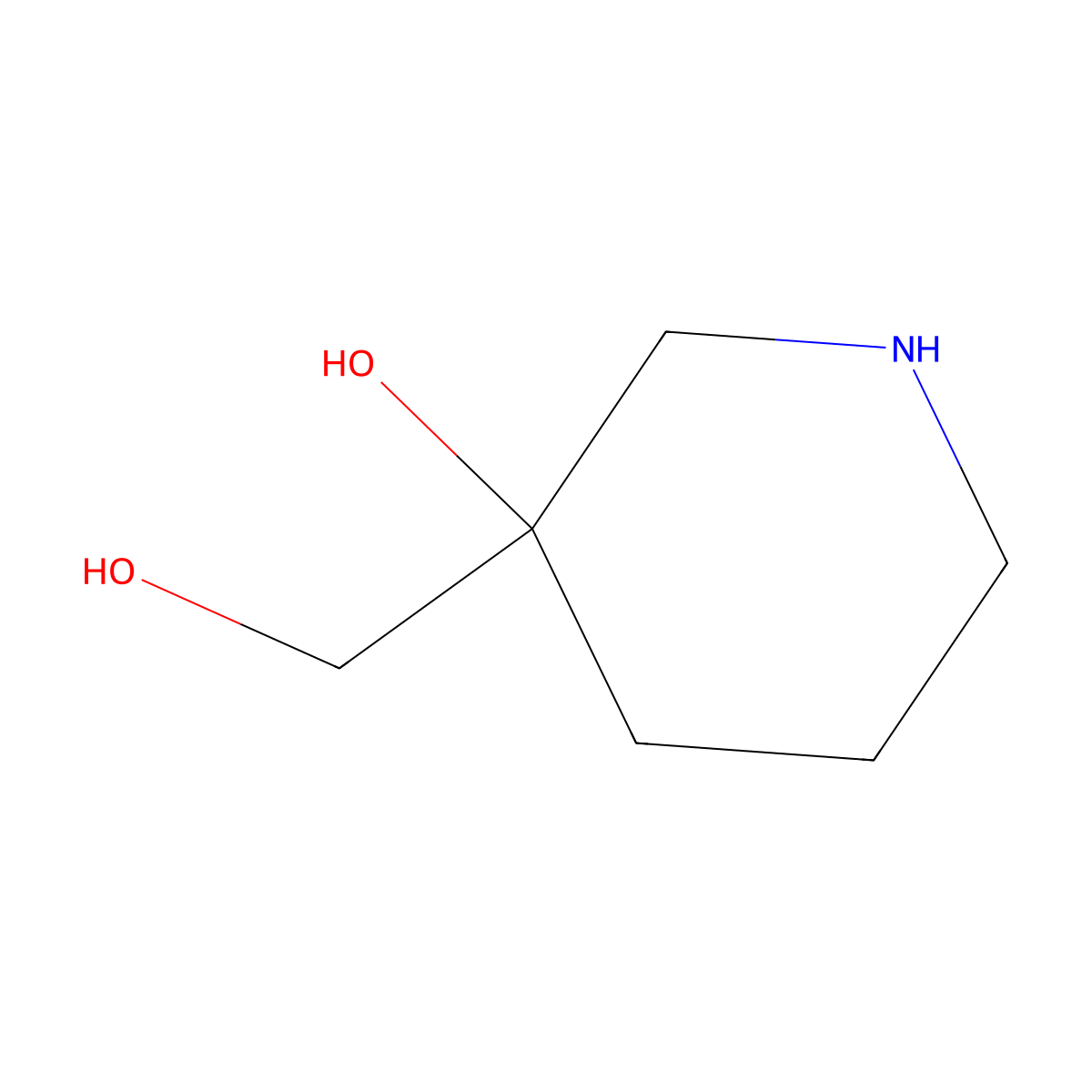 3-(Hydroxymethyl)piperidin-3-ol molecular structure, CAS 848069-91-0