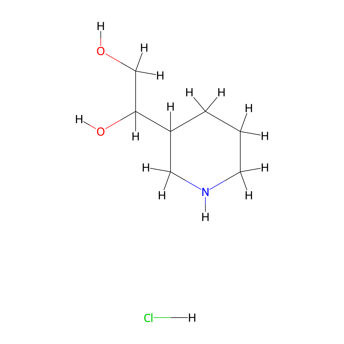 1-(Piperidin-3-yl)ethane-1,2-diol hydrochloride molecular structure, CAS 848069-99-8