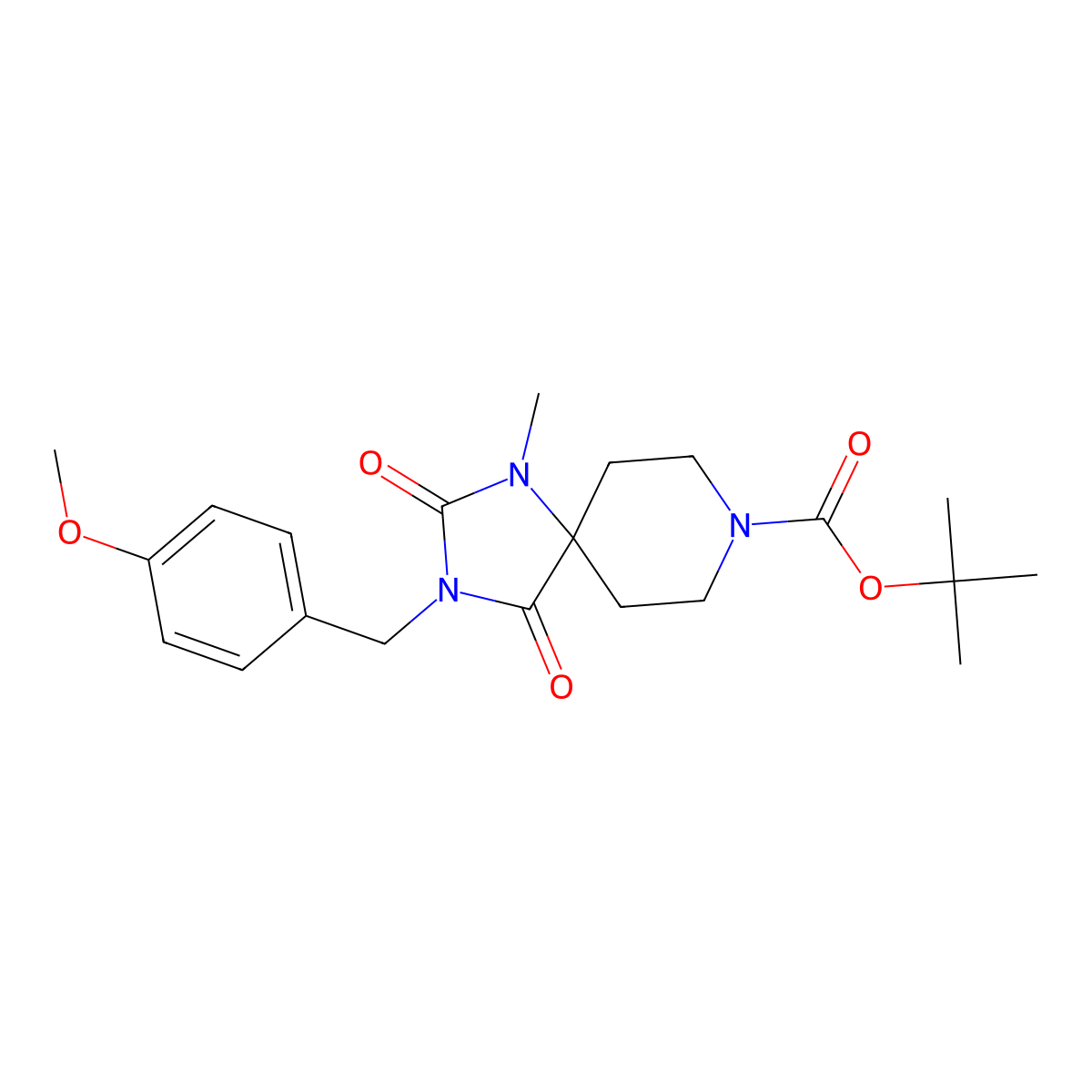 3-(4-Methoxy-benzyl)-1-methyl-2,4-dioxo-1,3,8-triaza-spiro[4.5]decane-8-carboxylic acid tert-butyl ester molecular structure, CAS 848076-55-1