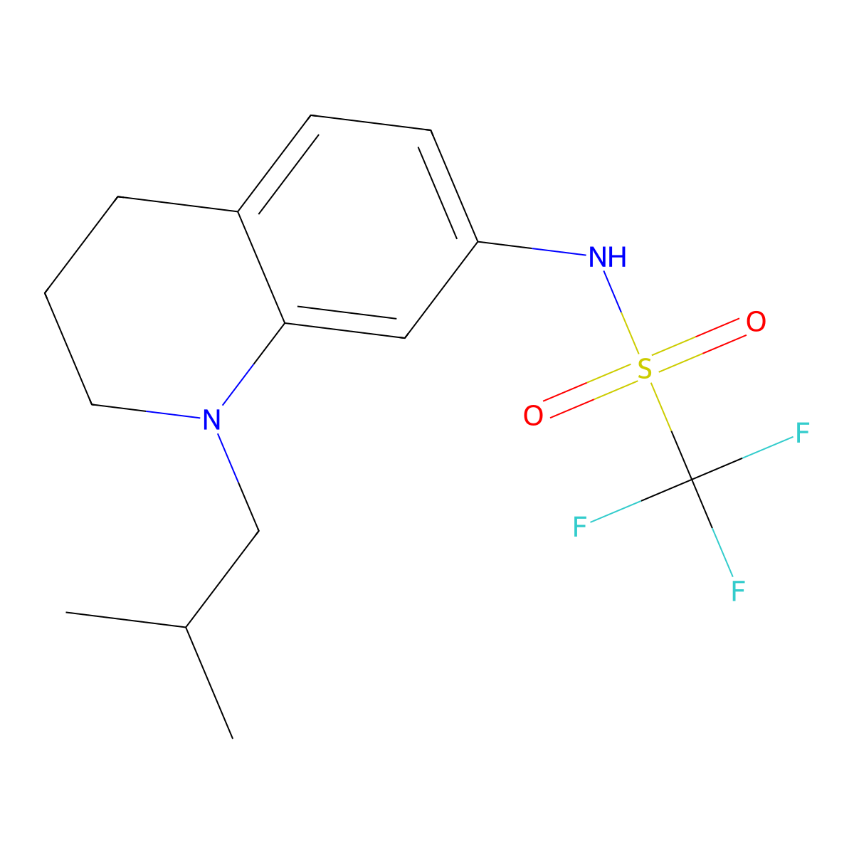1,1,1-trifluoro-N-(1-isobutyl-1,2,3,4-tetrahydroquinolin-7-yl)methanesulfonamide molecular structure, CAS 848080-35-3