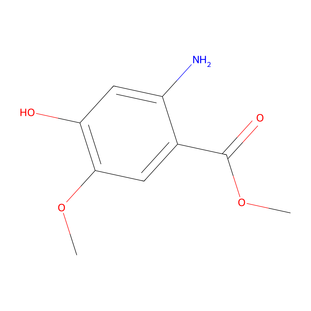 Methyl 2-amino-4-hydroxy-5-methoxybenzoate molecular structure, CAS 848092-84-2