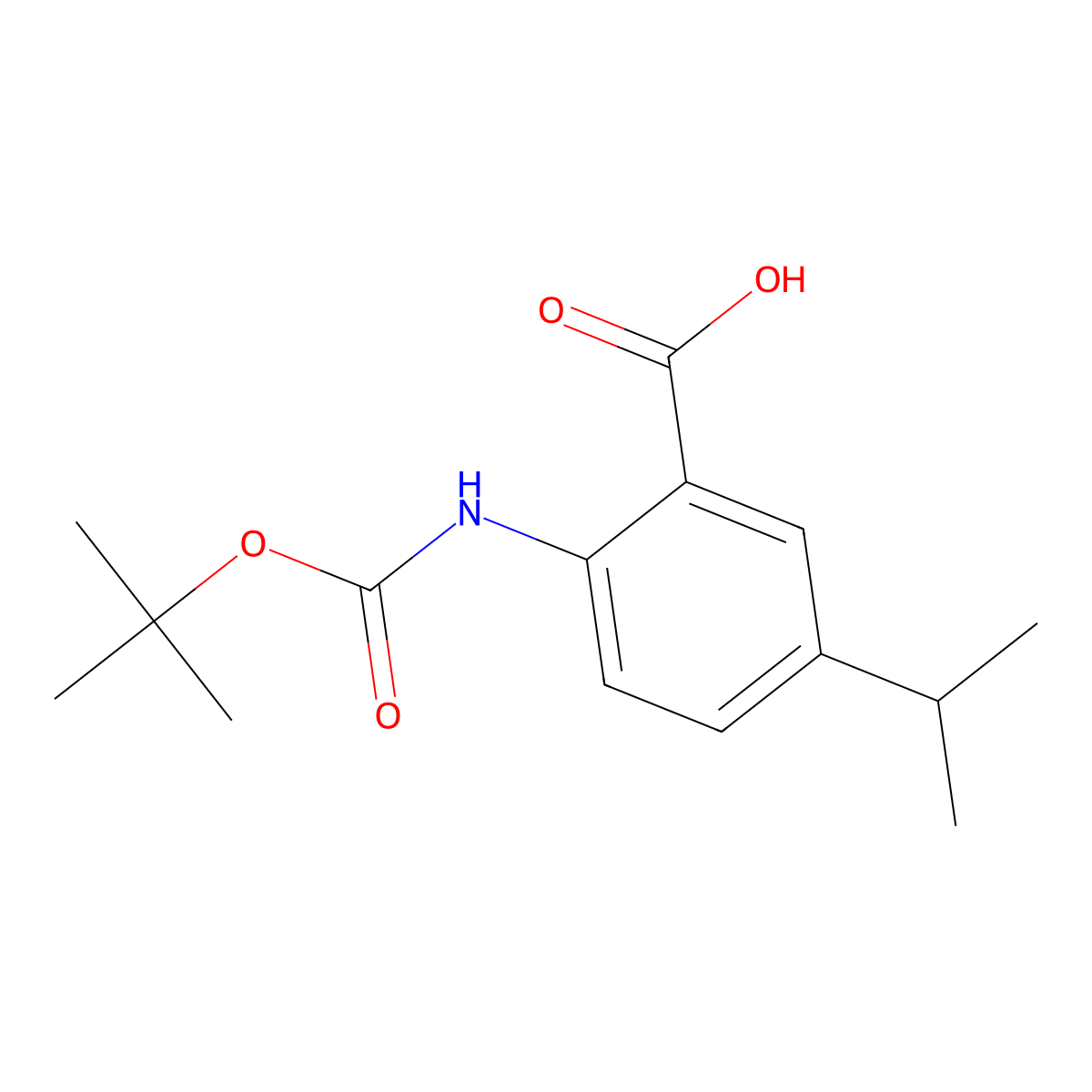 2-{[(Tert-butoxy)carbonyl]amino}-5-(propan-2-yl)benzoic acid molecular structure, CAS 848126-50-1