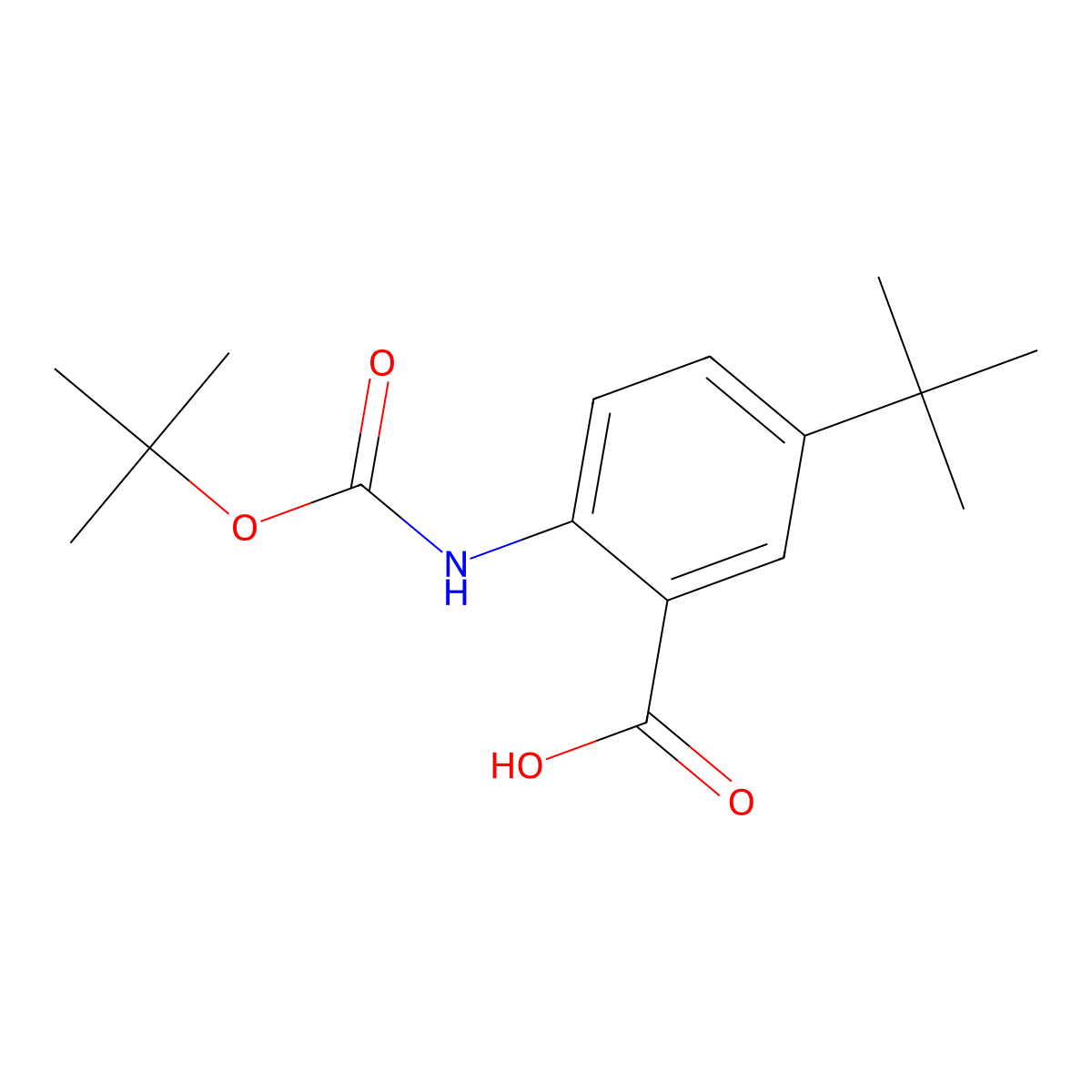 2-{[(Tert-butoxy)carbonyl]amino}-5-tert-butylbenzoic acid molecular structure, CAS 848126-51-2