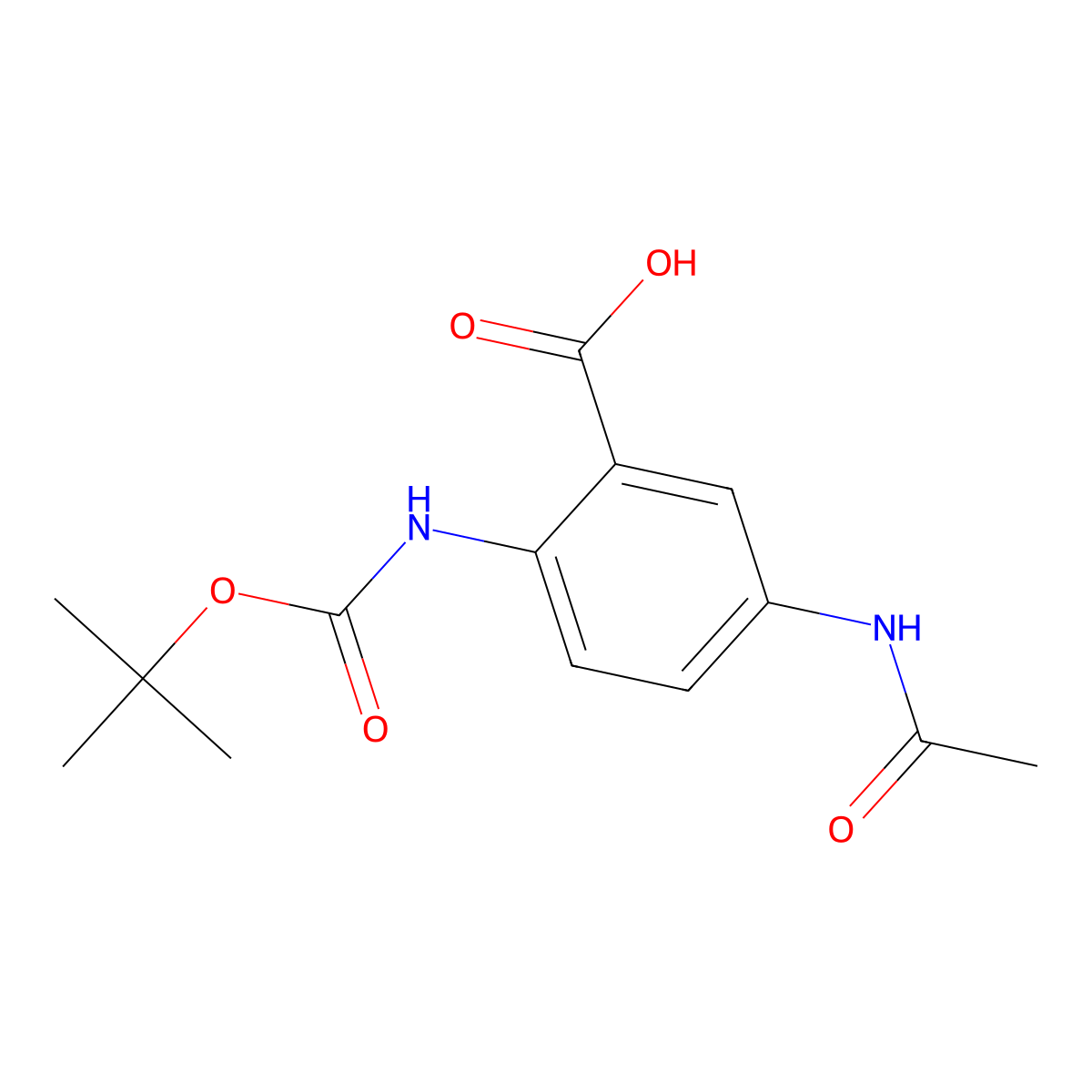Boc-5-acetamido-2-aminobenzoic acid molecular structure, CAS 848126-55-6