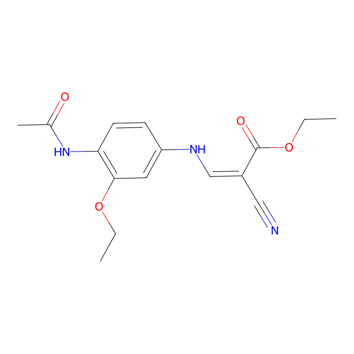 Ethyl 3-((4-acetamido-3-ethoxyphenyl)amino)-2-cyanoacrylate molecular structure, CAS 848133-74-4