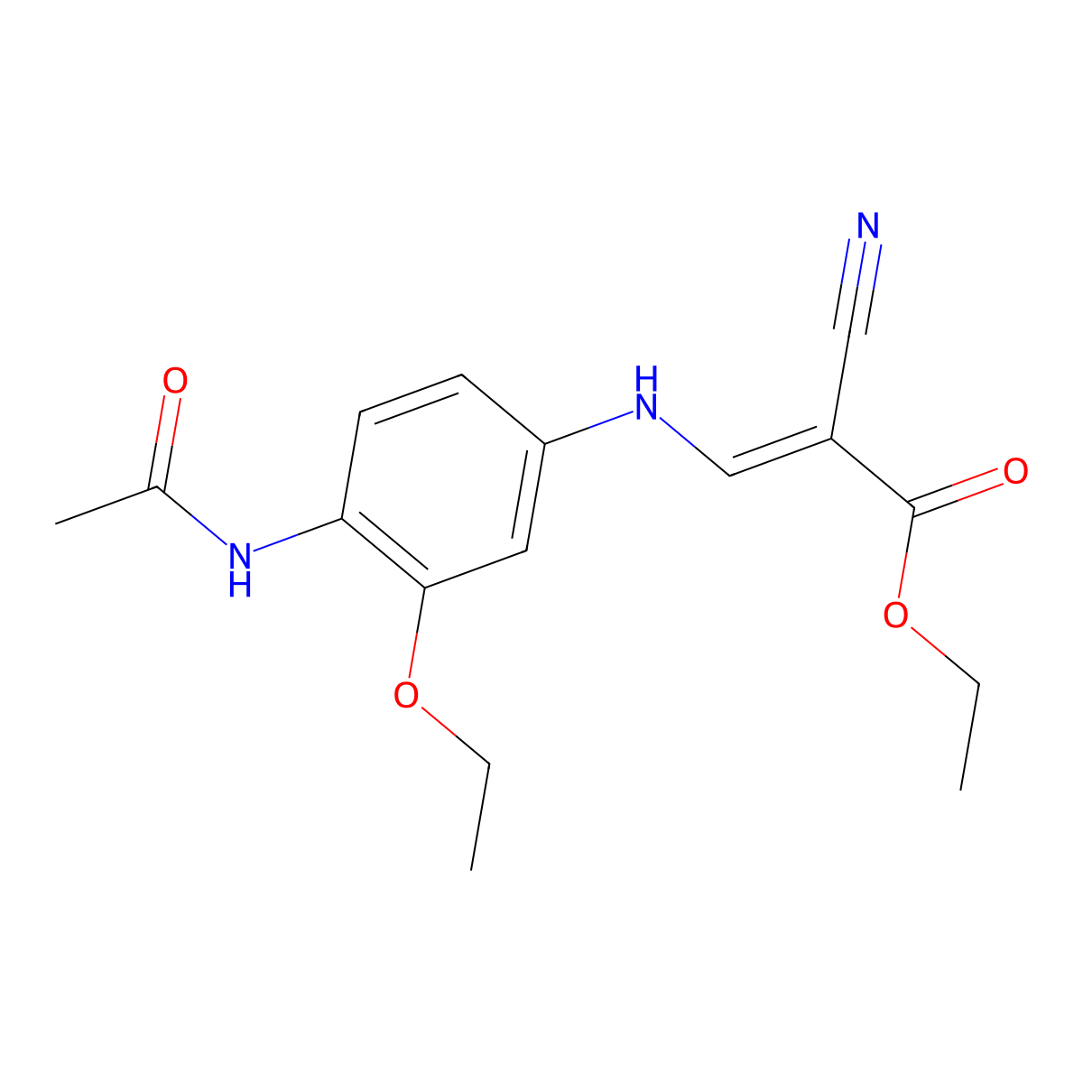 Ethyl 3-((4-acetamido-3-ethoxyphenyl)amino)-2-cyanoacrylate molecular structure, CAS 848133-74-4