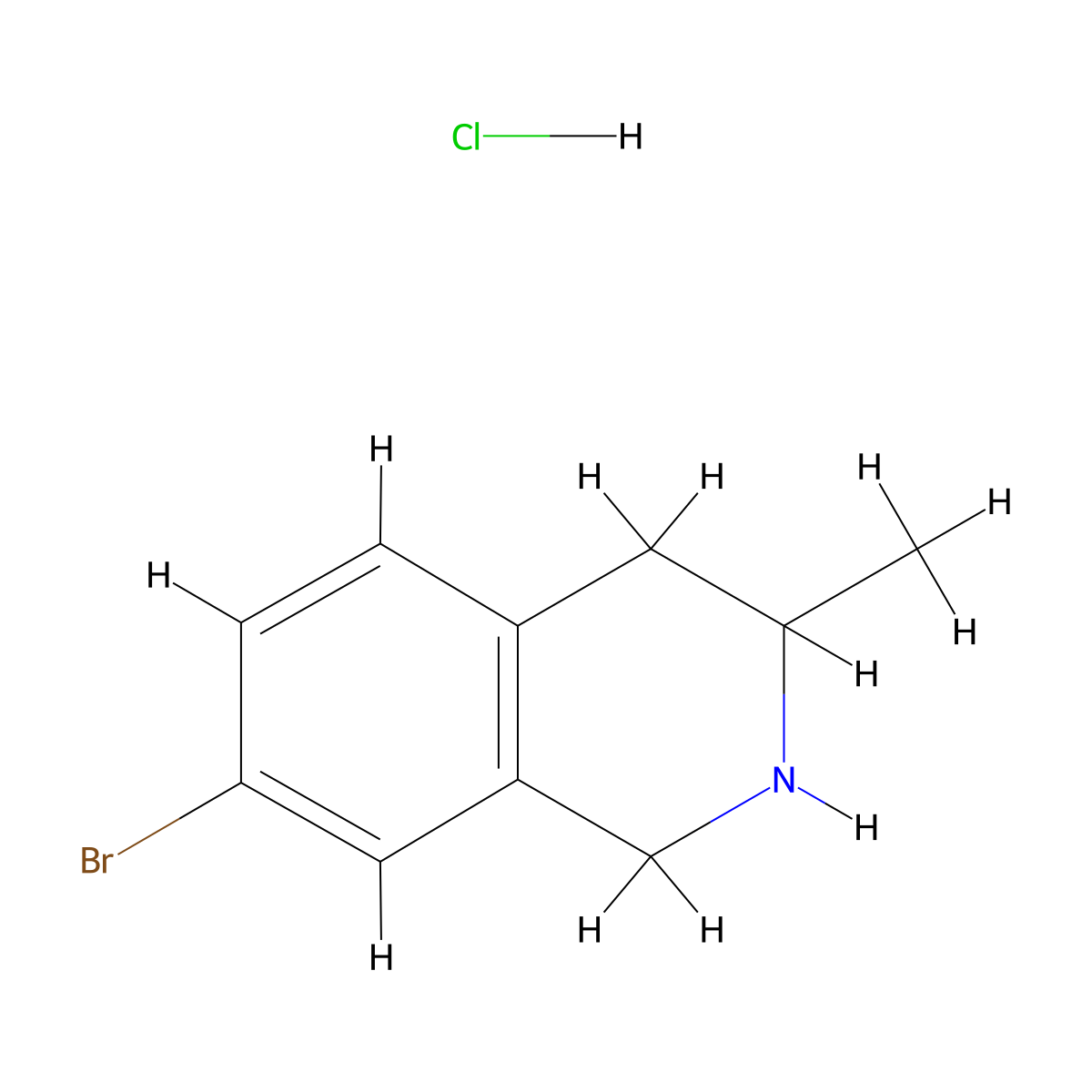 7-Bromo-3-methyl-1,2,3,4-tetrahydroisoquinoline hydrochloride molecular structure, CAS 848135-96-6