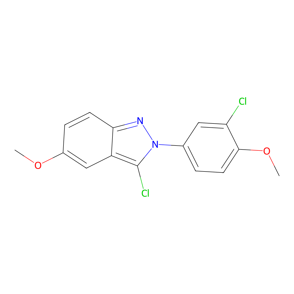 3-Chloro-2-(3-chloro-4-methoxyphenyl)-5-methoxy-2H-indazole molecular structure, CAS 848142-50-7